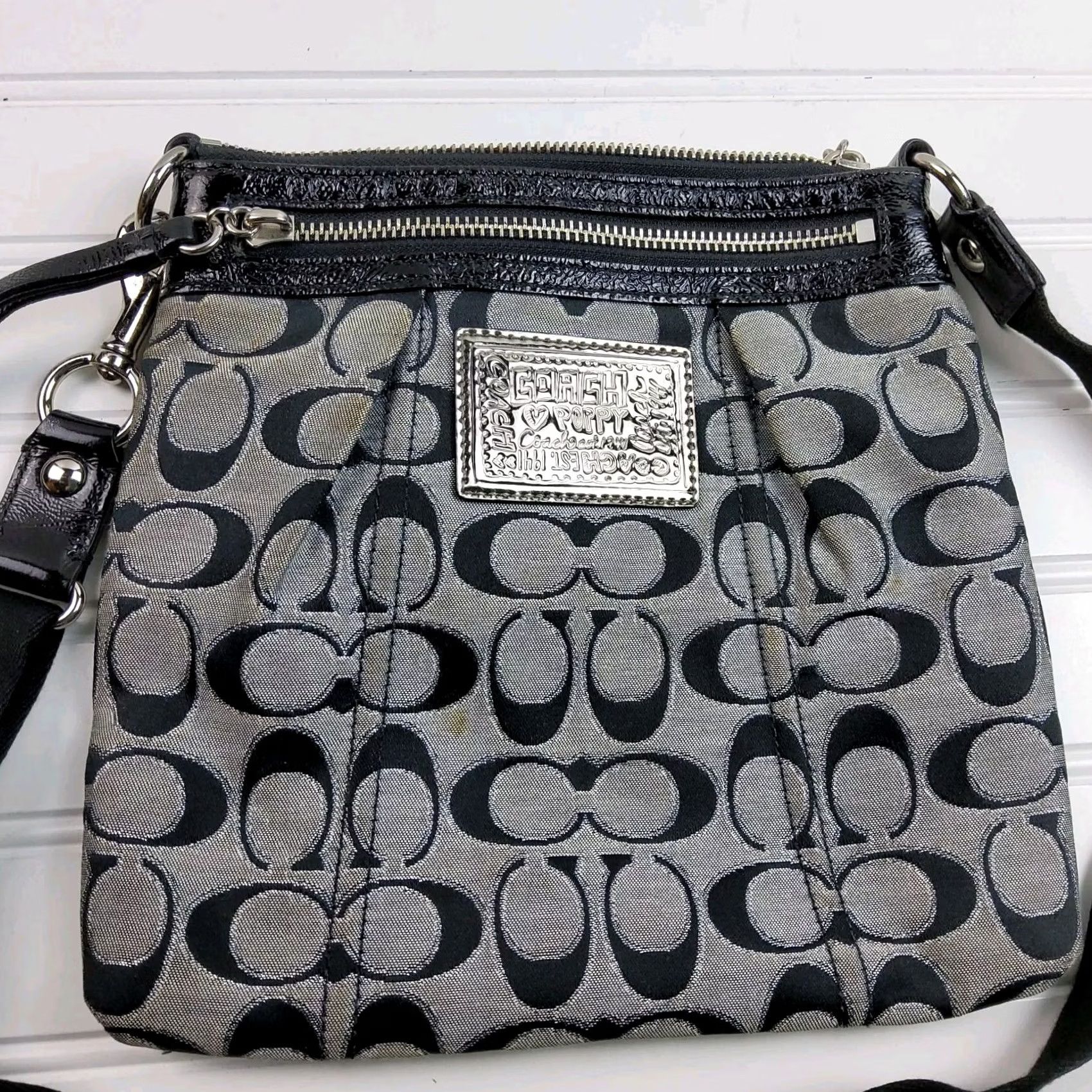 Coach Coach Poppy Crossbody Bag Jacquard Black Handbag Purse Women’s Size ONE SIZE - 3 Thumbnail
