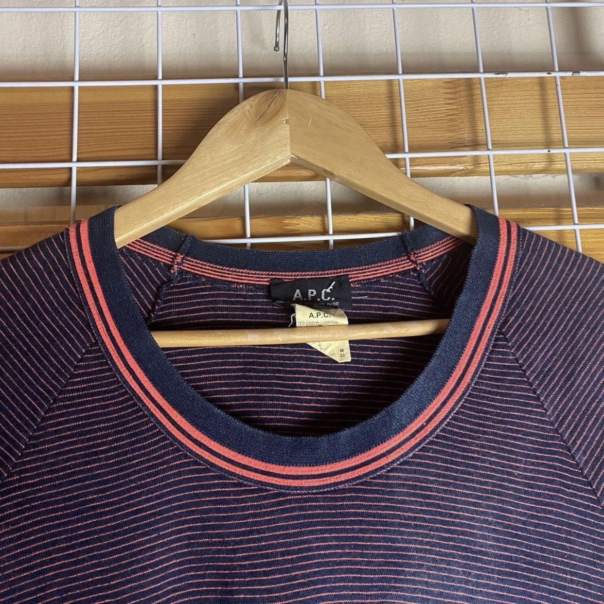 A.P.C. Archive A.P.C. Striped LongSleeve Navy Burgundy Contrast Rib Size S / US 4 / IT 40 - 8 Thumbnail