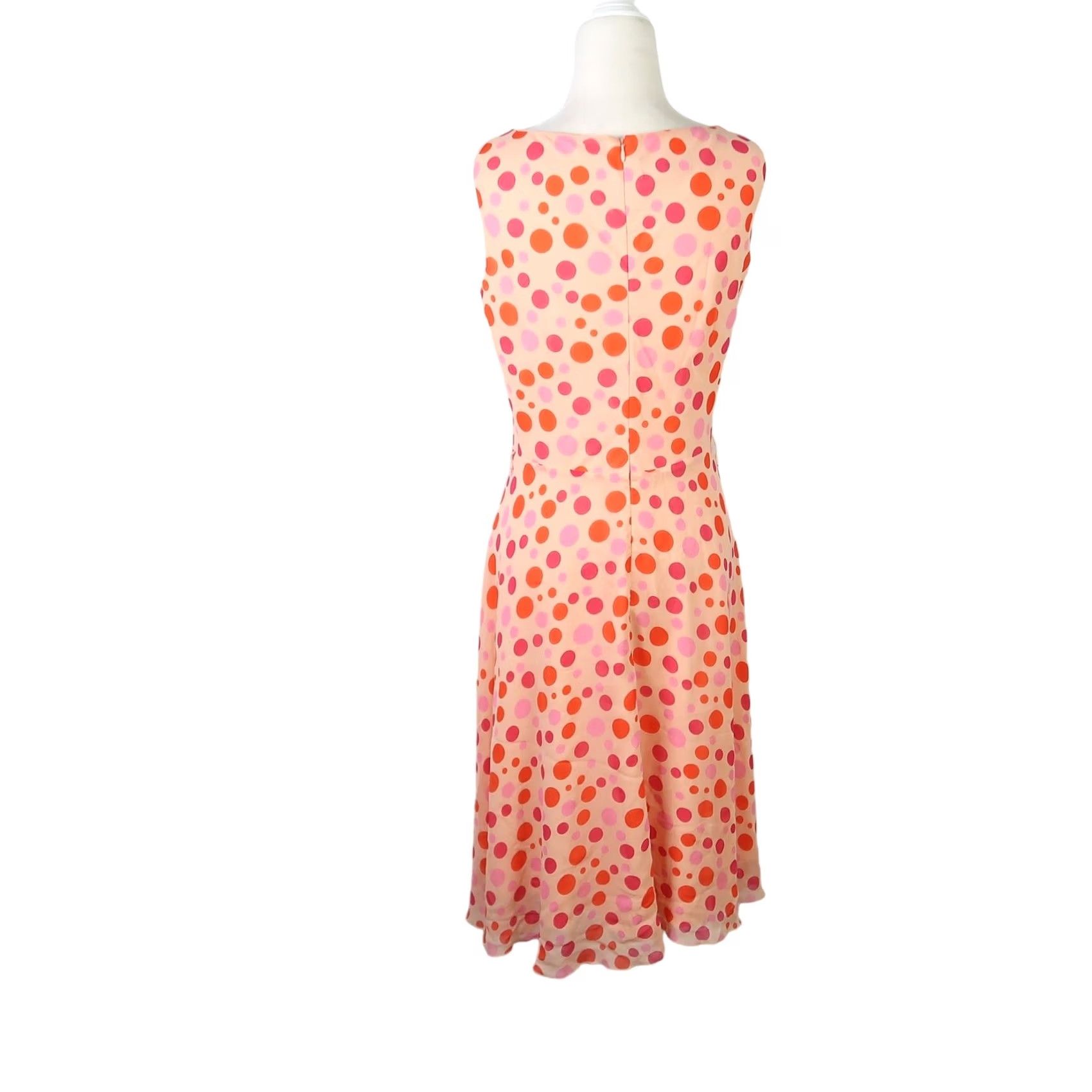 Pinko VINTAGE Spenser Jeremy Dress Womens 4 Pink Y2K peach polka dot silk midi Size S / US 4 / IT 40 - 4 Thumbnail