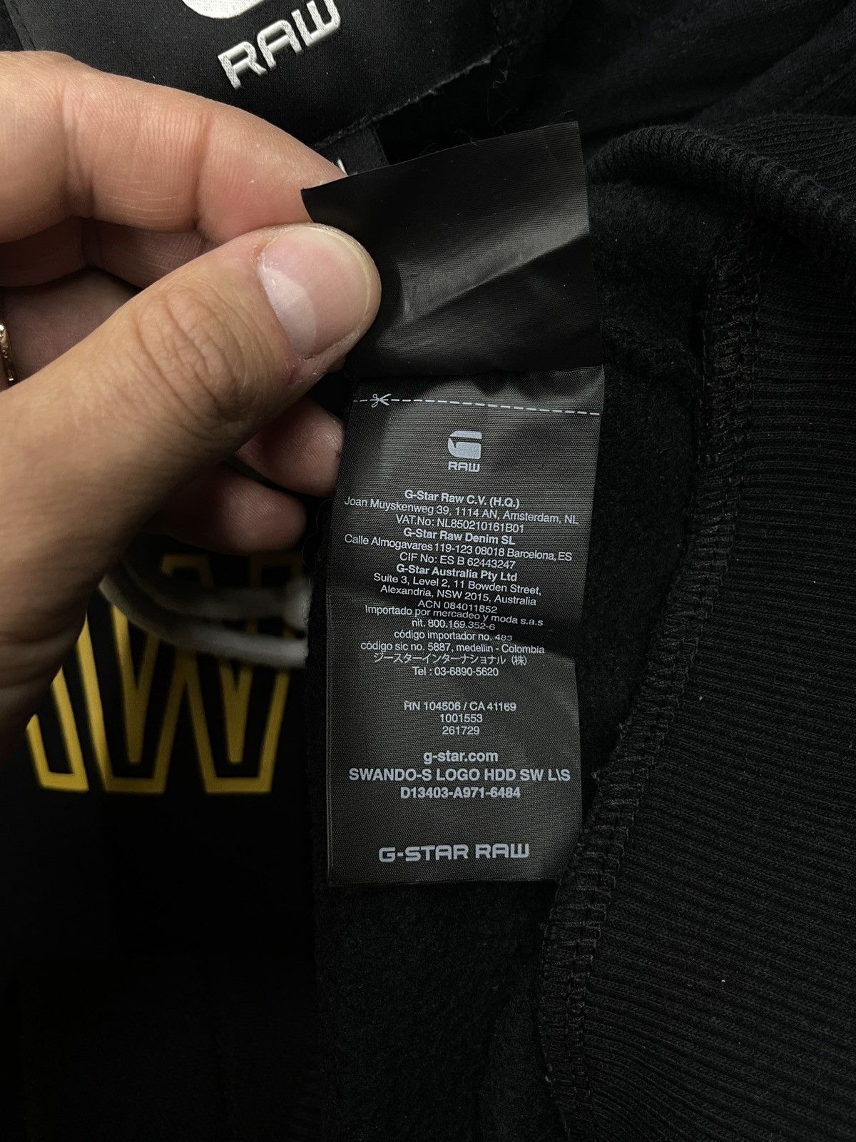 G-Star Mens G Star Raw Swando Hoodie Black Big Logo Size XL Size US XL / EU 56 / 4 - 8 Thumbnail