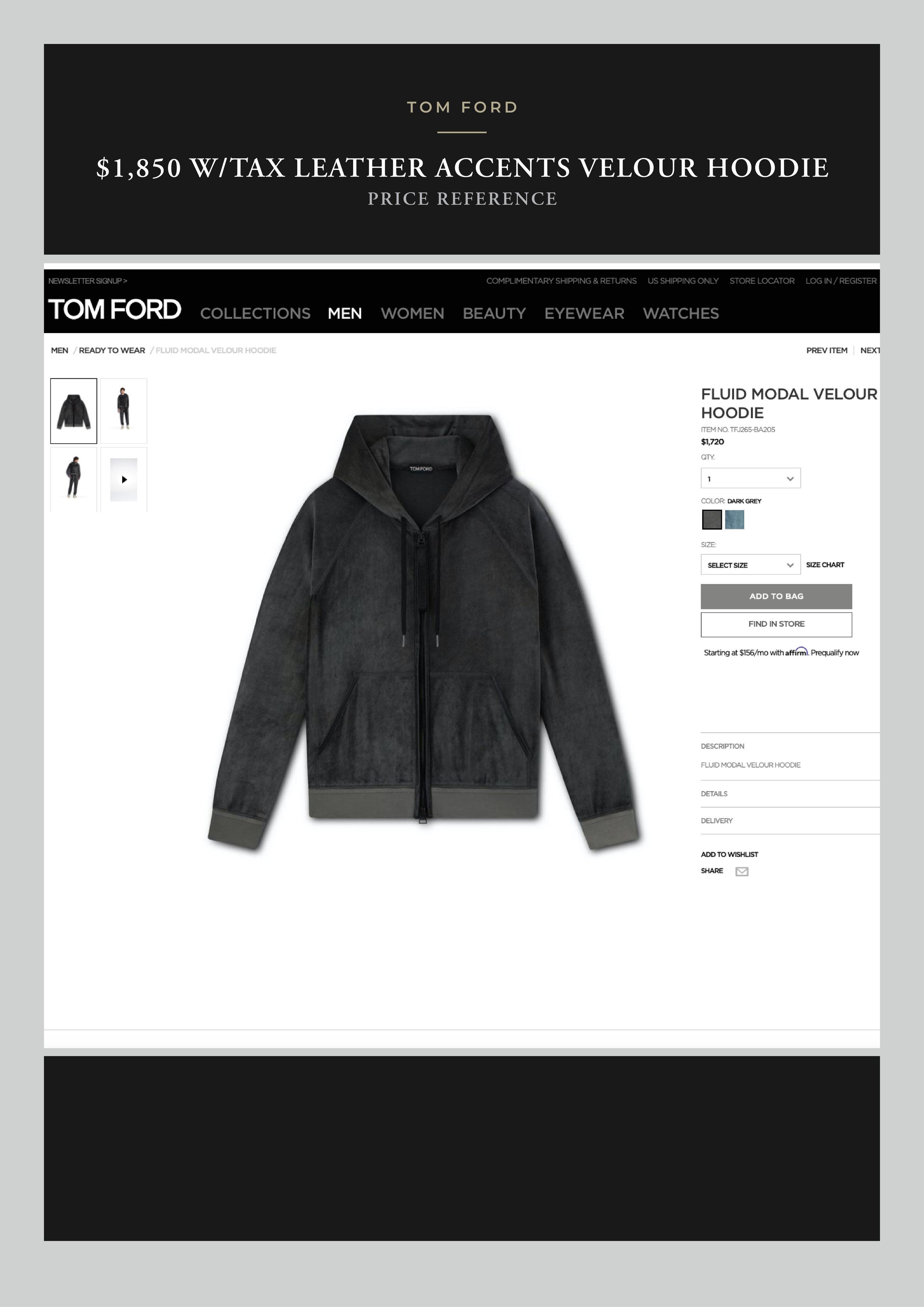 Tom Ford Best Dressed $1,850 w/Tax Leather Accents Double Zip Hoodie Size US M / EU 48-50 / 2 - 14 Thumbnail