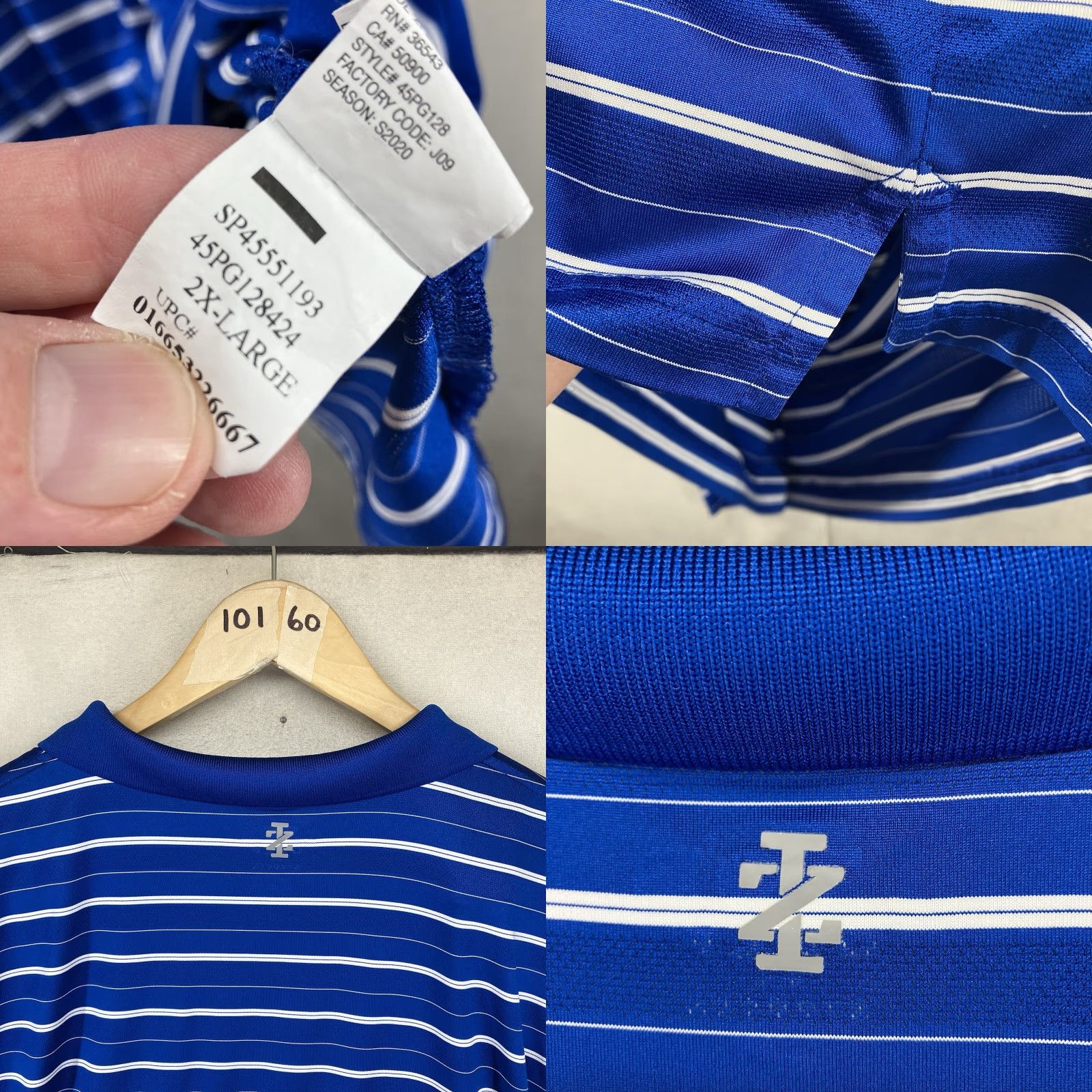 Izod IZOD Golf Polo Shirt 2XL Short Sleeve Striped Stretch Blue Mens Size US XXL / EU 58 / 5 - 8 Thumbnail