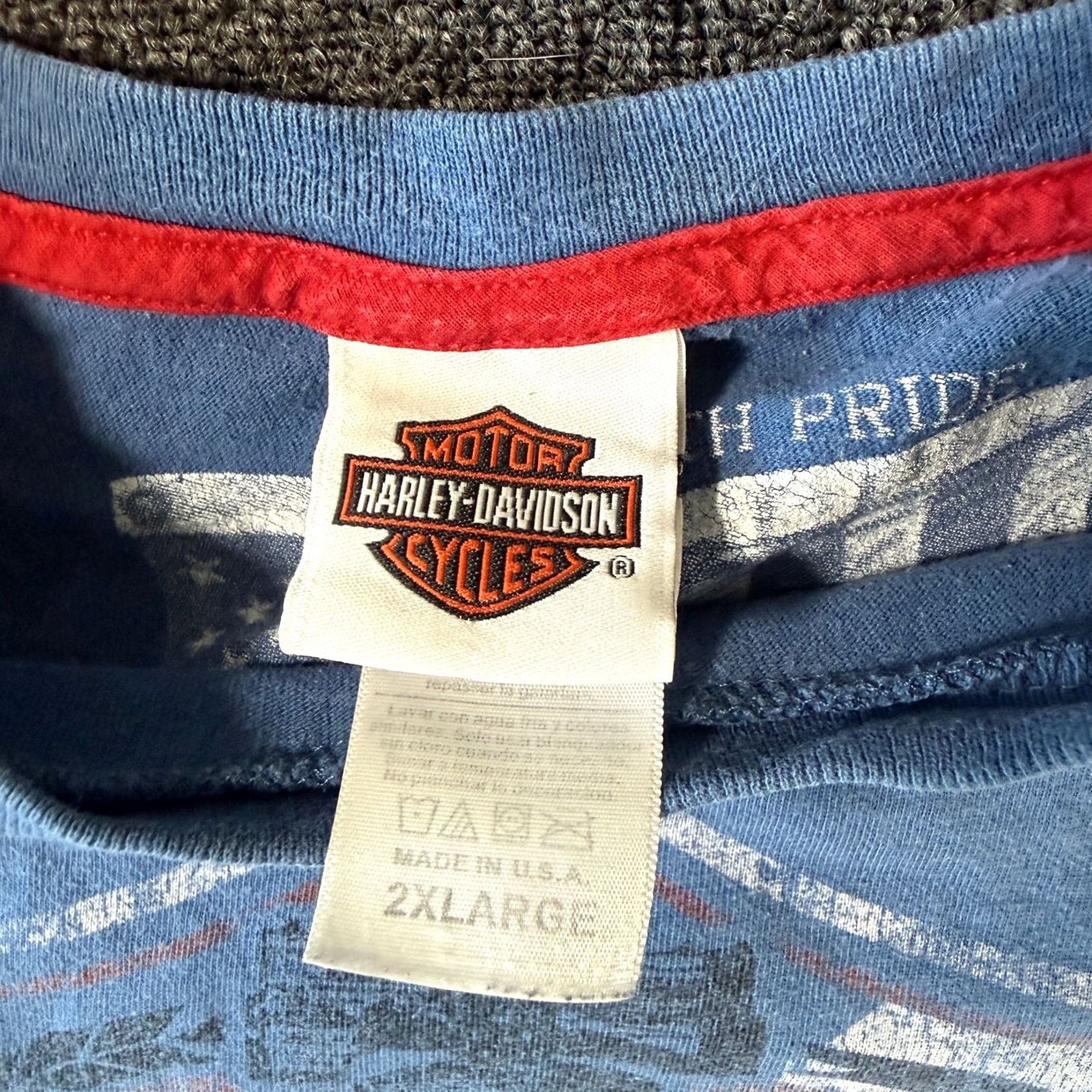 Harley Davidson VINTAGE Harley Davidson Graphic Print T-Shirt Blue XXL Mens Motorcycle Biker Short Sleeve Y2k Size US 39 - 3 Thumbnail