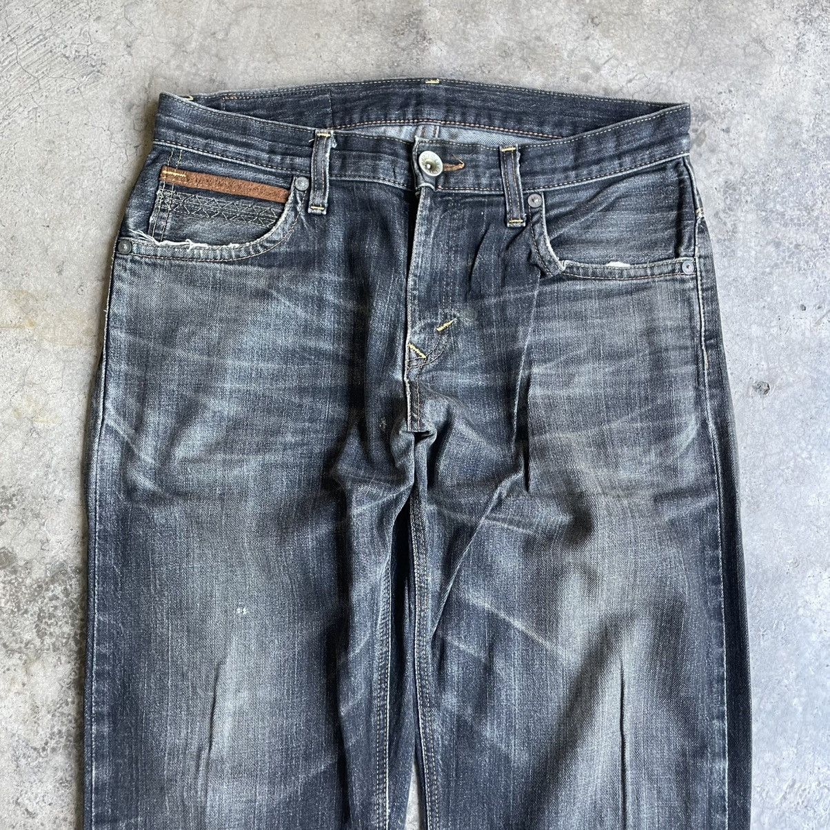 Edwin 🔥Vintage Edwin EXS404 Stoned Washed Distress Denim Jeans Size US 33 - 2 Thumbnail