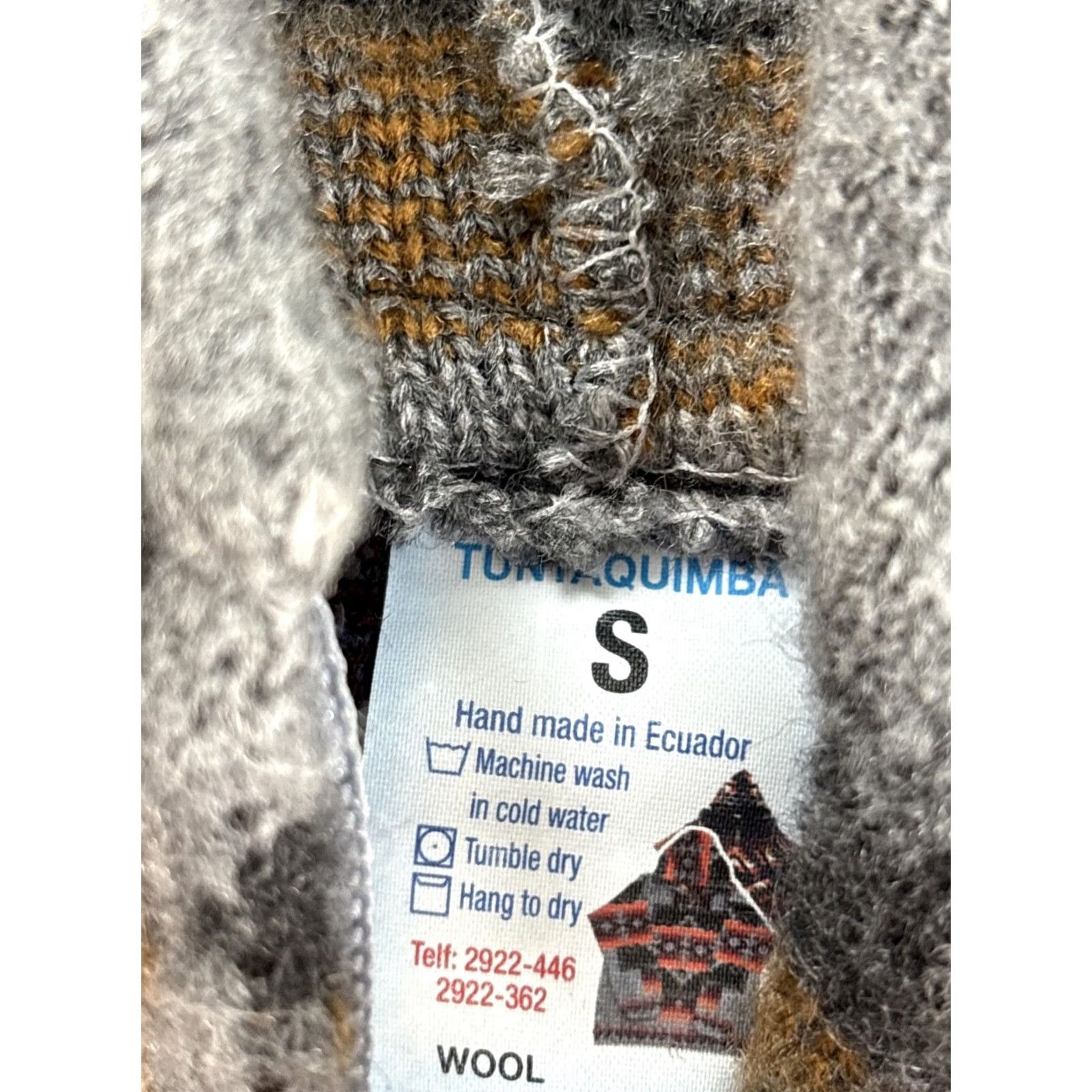 Vintage Tuntaquimba Hoodie Mens Small Full Zip Gray Wool Fair Isle Hooded Knit Zip Size US S / EU 44-46 / 1 - 4 Thumbnail
