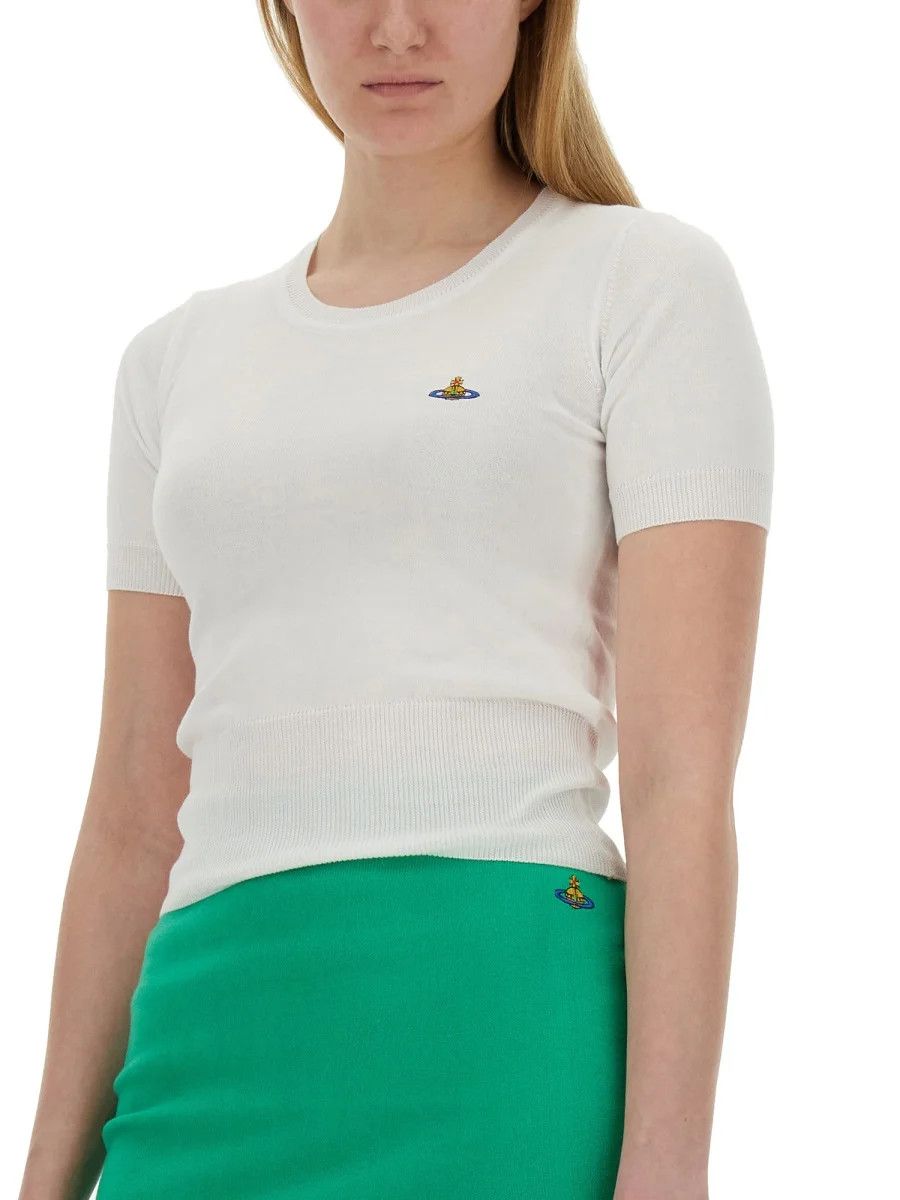 Vivienne Westwood o1s22i1n0924 Bea Short-Sleeve Sweater in White Size L / US 10 / IT 46 - 4 Thumbnail