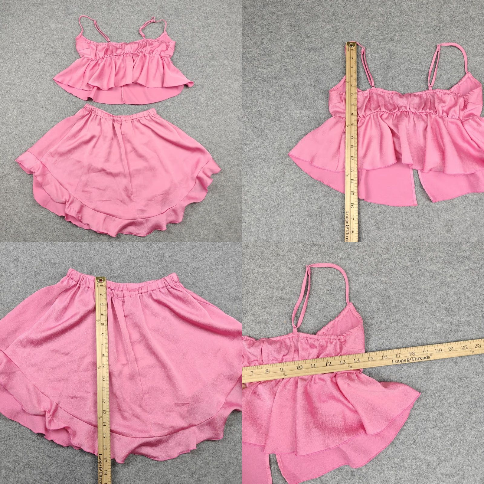 Free People Free People Intimately Pajama Set Womens XS Pink Satin Cami Ruffle Skirt Sleep Size 26" / US 2 / IT 38 - 8 Thumbnail