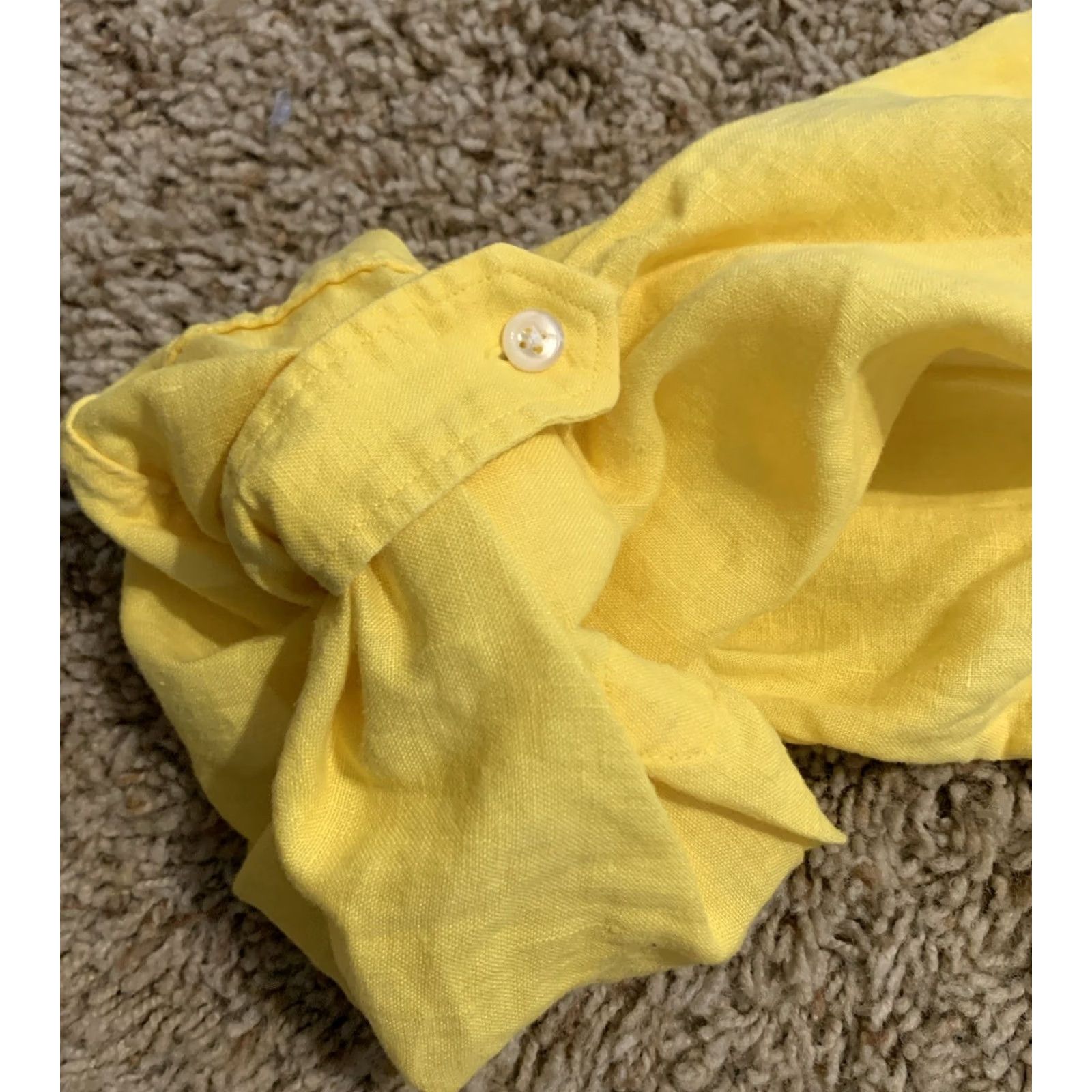 Vintage American Living Shirt L Womens Yellow Button-Up Linen Long Sleeve 100% Linen 683 Size L / US 10 / IT 46 - 5 Thumbnail