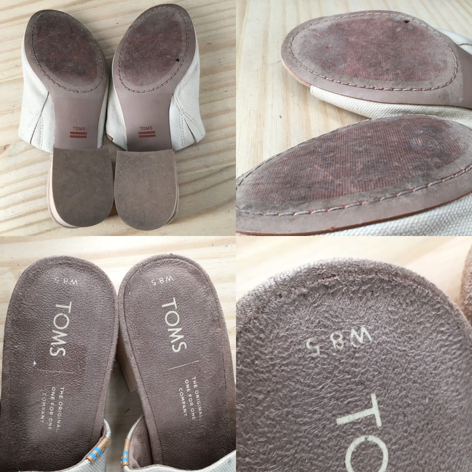 Toms Toms Grace Sandals Womens 8.5 Beige Fabric Slip On Mule Casual Open Toe Heels Size US 9 / IT 39 - 9 Thumbnail