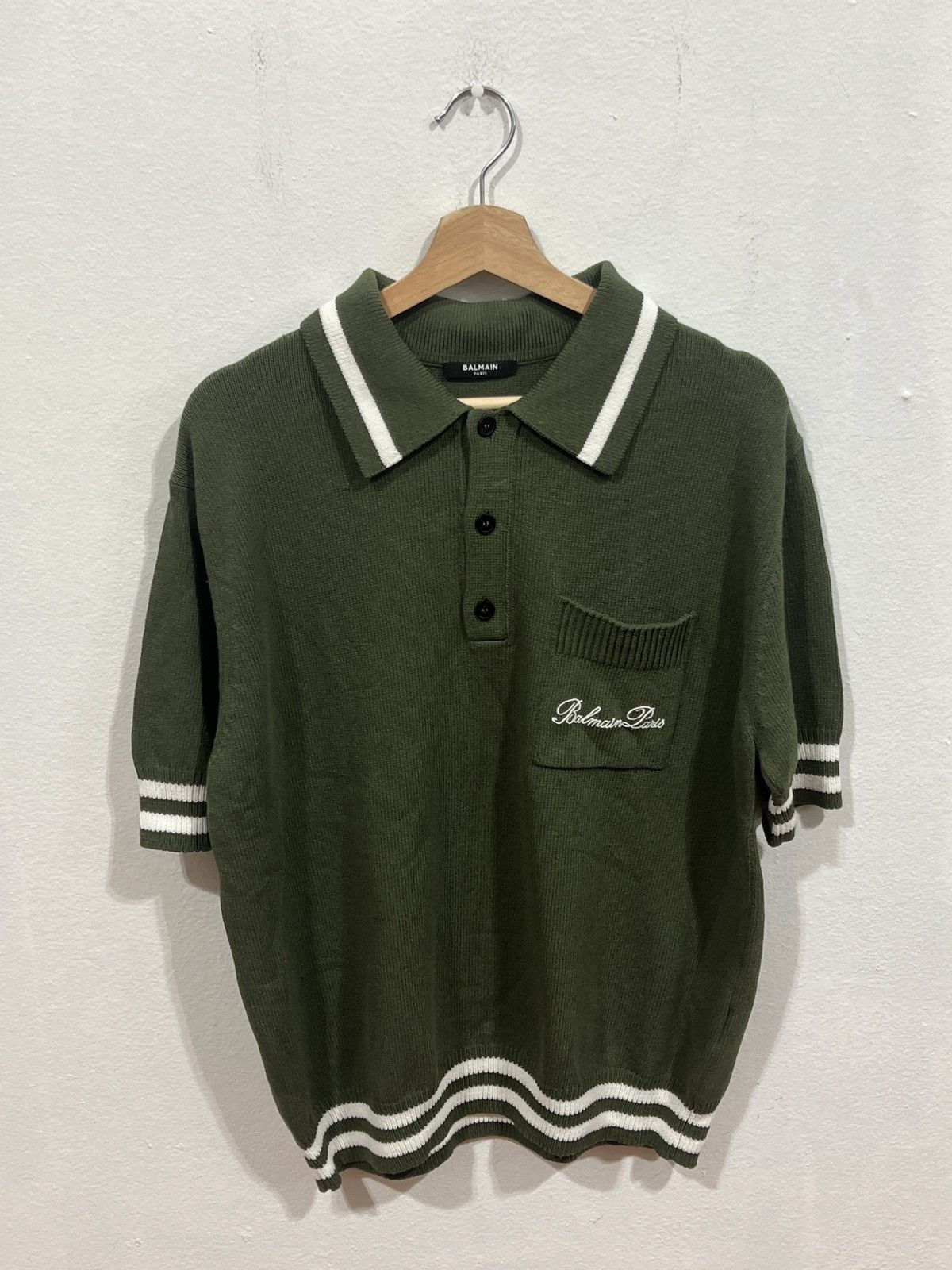 Balmain Balmain Signature Knitted Polo Top Size US L / EU 52-54 / 3 - 1 Thumbnail