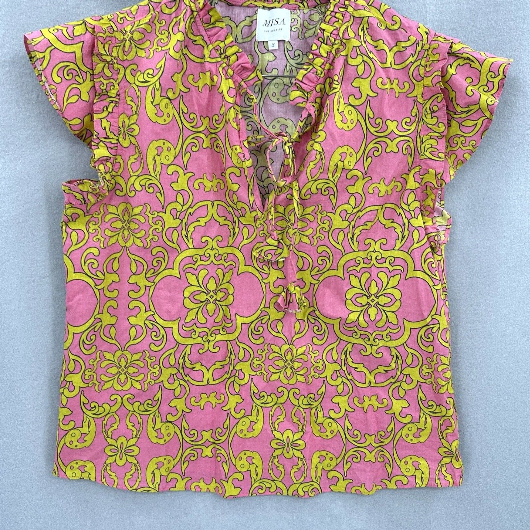 Vintage Misa Blouse Womens Small V Neck Flutter Tassel Luxury Quiet Flowy Los Angeles Size S / US 4 / IT 40 - 3 Thumbnail