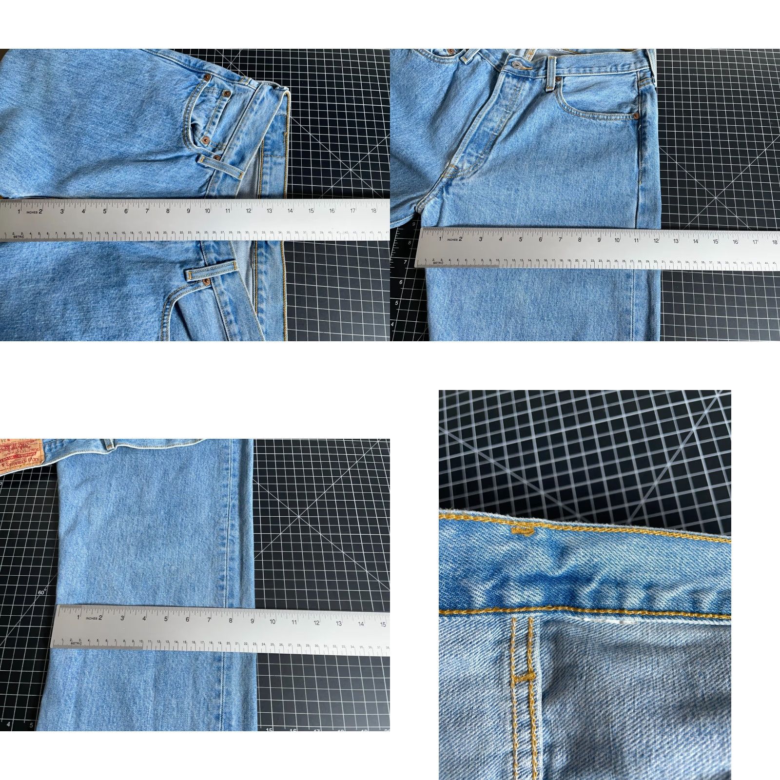 Levi's VINTAGE Levi's 501 Jeans Men 32 x 29.5 Blue Button Fly Straight Leg Regular 34 x 34 (Tag) 100% Cotton Denim Vintage Grunge Retro Size US 32 / EU 48 - 8 Thumbnail