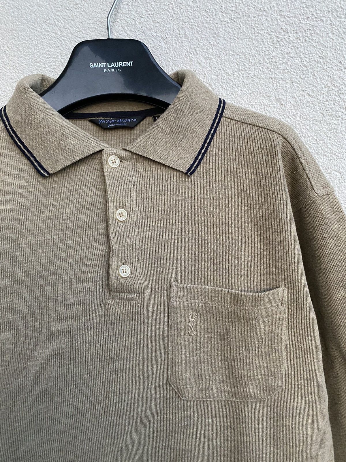 Yves Saint Laurent 90’s YSL Sweatshirt 1/4 Beige Vintage Sweater Quarter Zip Size US L / EU 52-54 / 3 - 3 Thumbnail