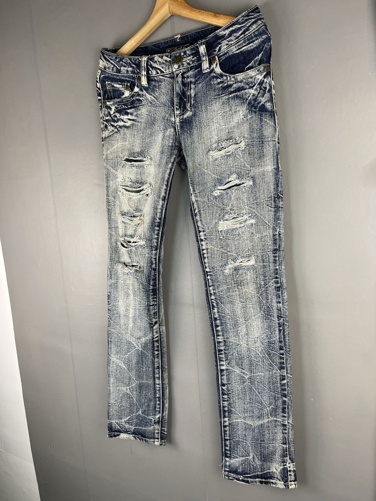 If Six Was Nine × Japanese Brand × Vintage VINTAGE SKY BOMBER Style Acid Grey Ripped Denim Pants Size US 30 / EU 46 - 4 Thumbnail