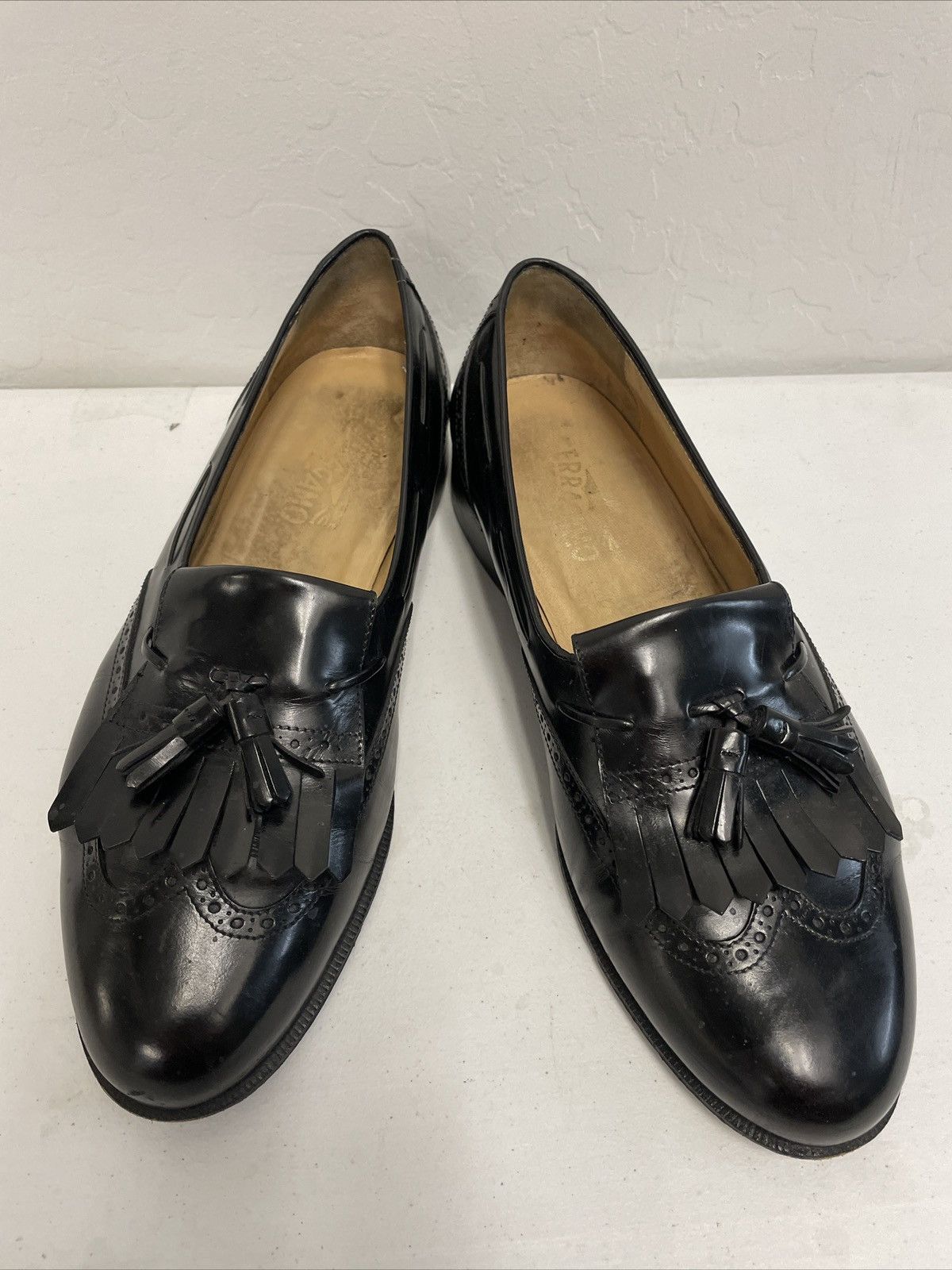 Salvatore Ferragamo Mens‎ 11.5 D Lucas Kiltie Tassel Loafers Black Leather Shoes Vintage Salvatore Ferragamo Tassel Loafers // Black Leather  main image 2