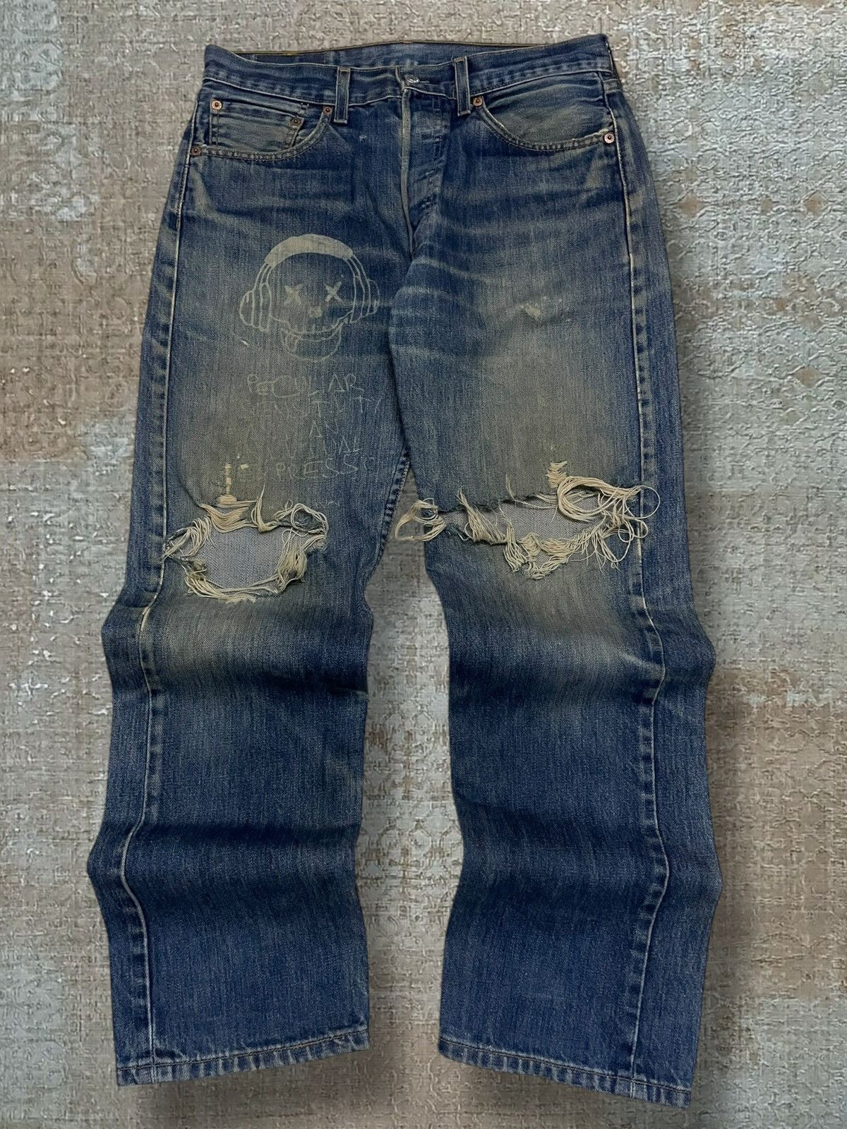 Levi's Vintage Clothing Vintage 1990s Designer Levis 501 Skull Distressed Denim Size US 31 - 1 Thumbnail