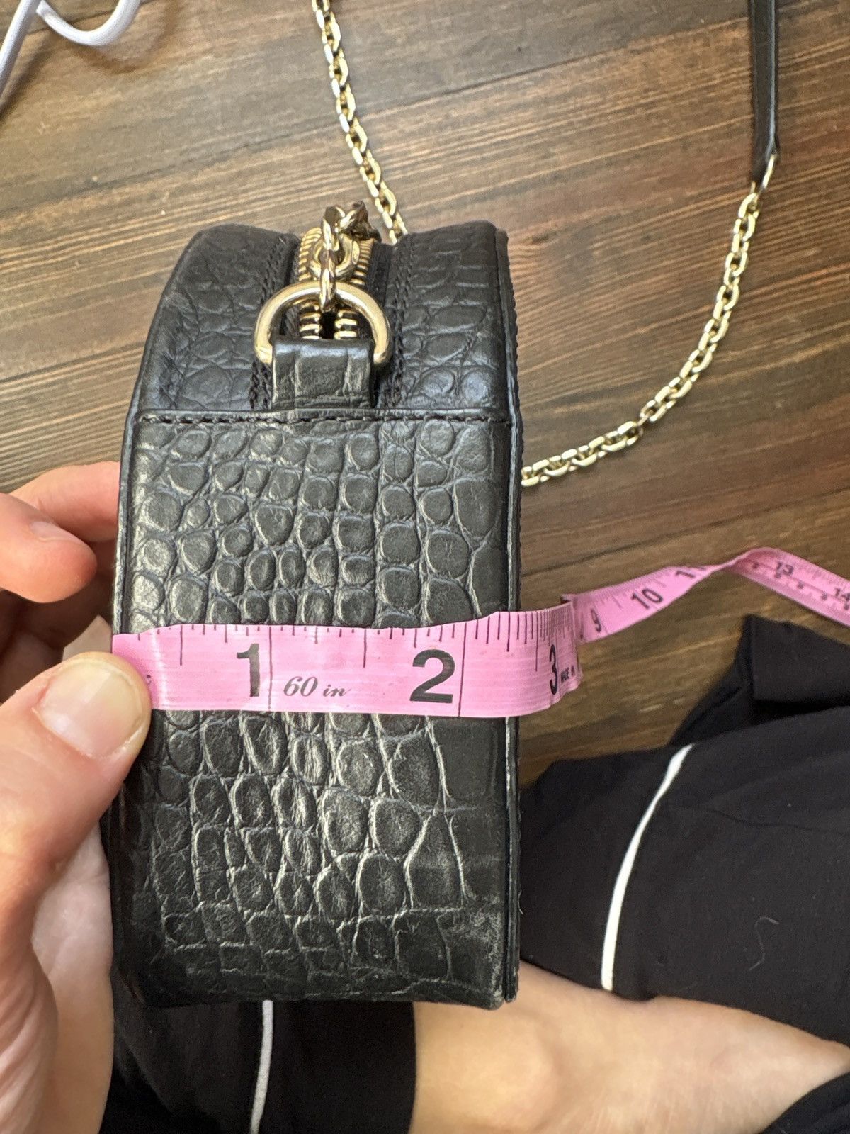 Sezane Sézane Croc-Embossed Crossbody Bag – Black Leather Size ONE SIZE - 5 Thumbnail