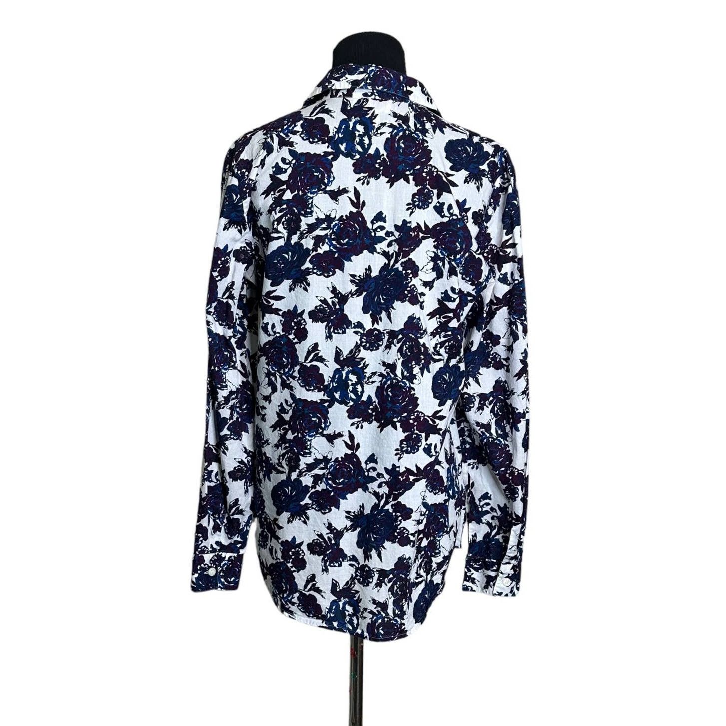 Loft Loft blue floral buttoned long sleeves blouse size small Size S / US 4 / IT 40 - 2 Thumbnail