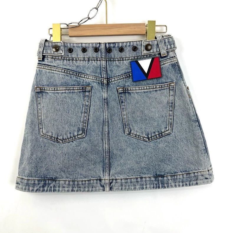 Louis Vuitton Louis Vuitton Leather denim skirt at the back skirt Size 35" - 1 Thumbnail