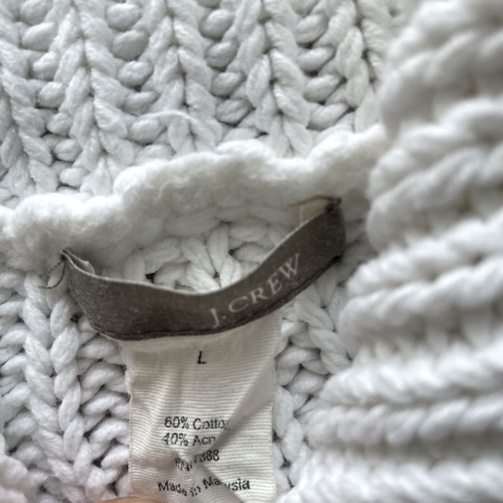 J.Crew J. Crew Cardigan Sweater Womens L Heavyweight Fisherman Knit Cowl Neck Button Knit White Raglan Sleeve Vintage: No Size L / US 10 / IT 46 - 4 Thumbnail