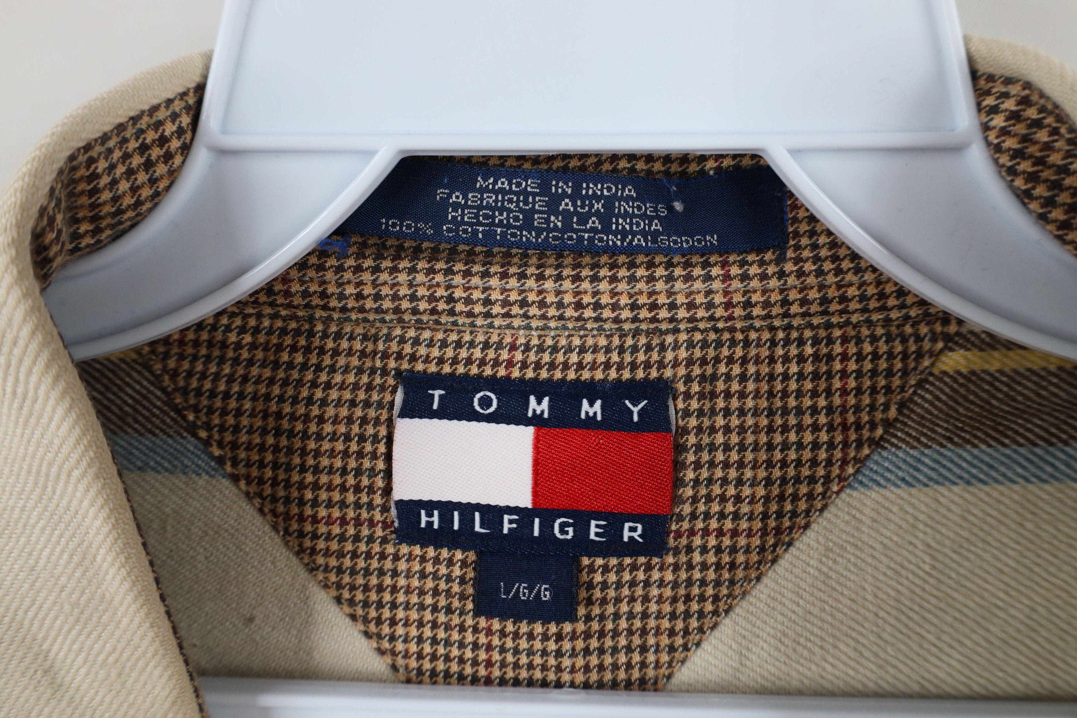 Tommy Hilfiger × Vintage Vintage 90s Tommy Hilfiger Striped Flannel Button Down Shirt Size US L / EU 52-54 / 3 - 6 Thumbnail