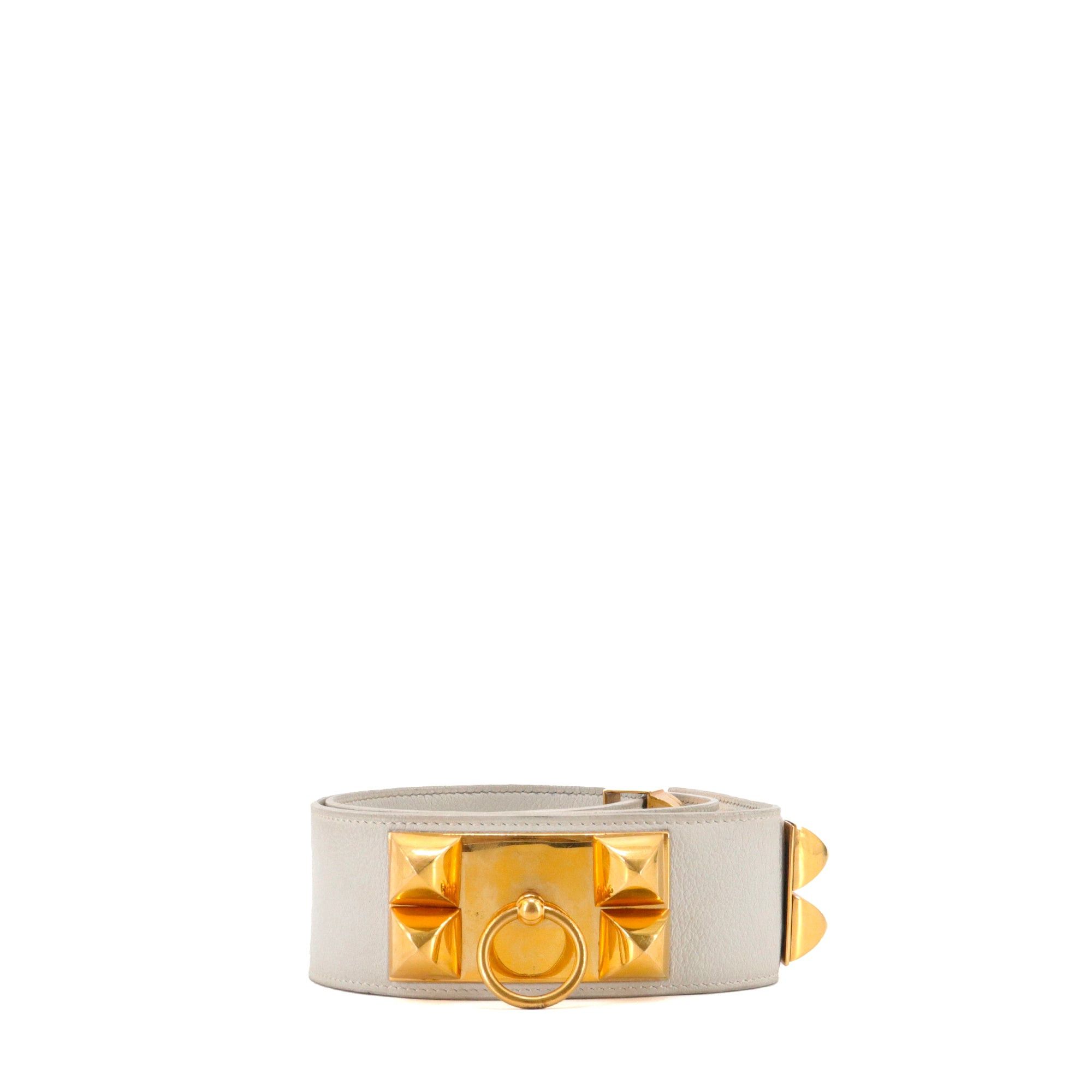 Hermes HERMÈS - Hermès Collier De Chien belt in smooth white leather (T78) Size ONE SIZE - 1 Thumbnail