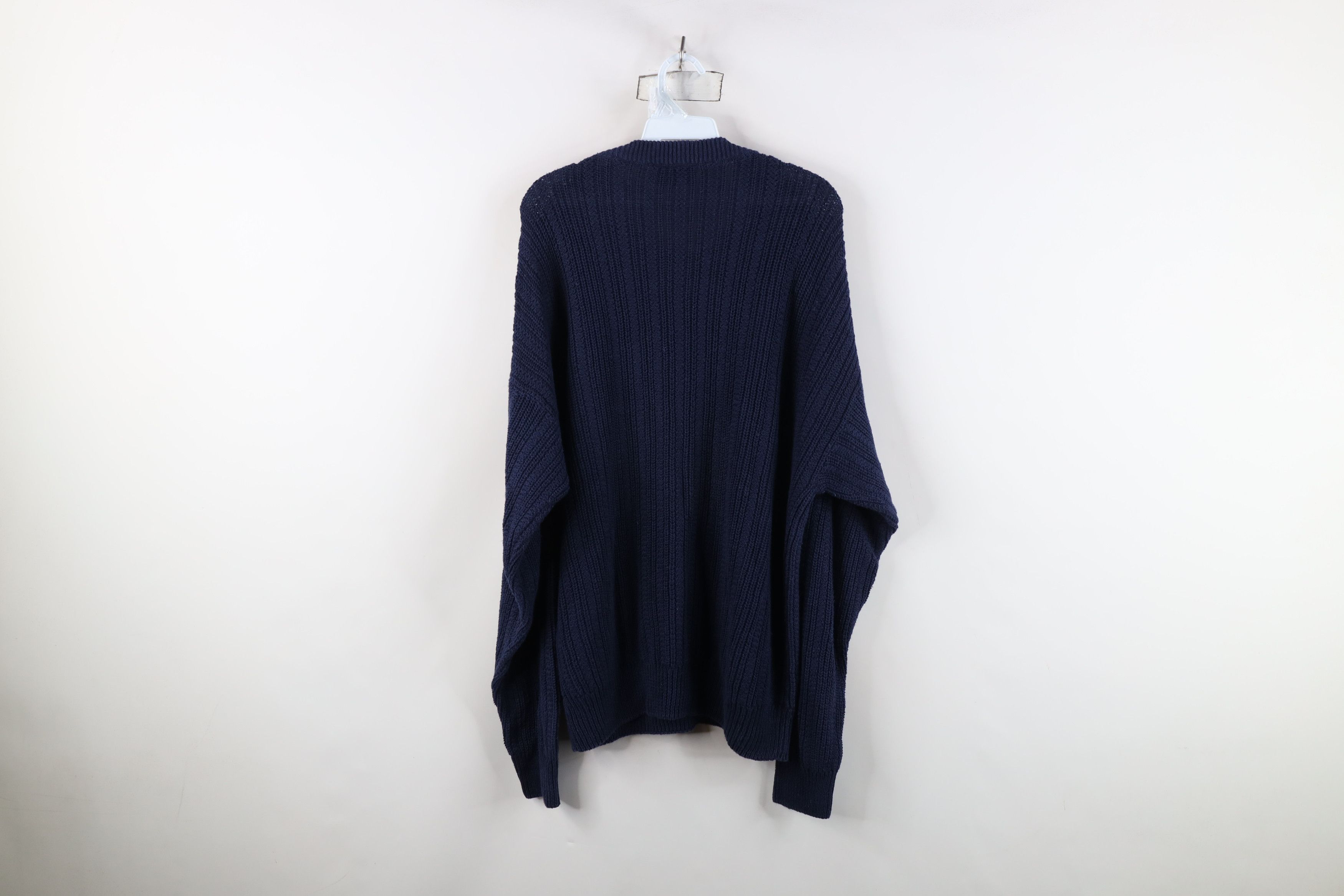 Vintage Vintage 90s Streetwear Ribbed Knit Crewneck Sweater Blue Size US XL / EU 56 / 4 - 9 Thumbnail