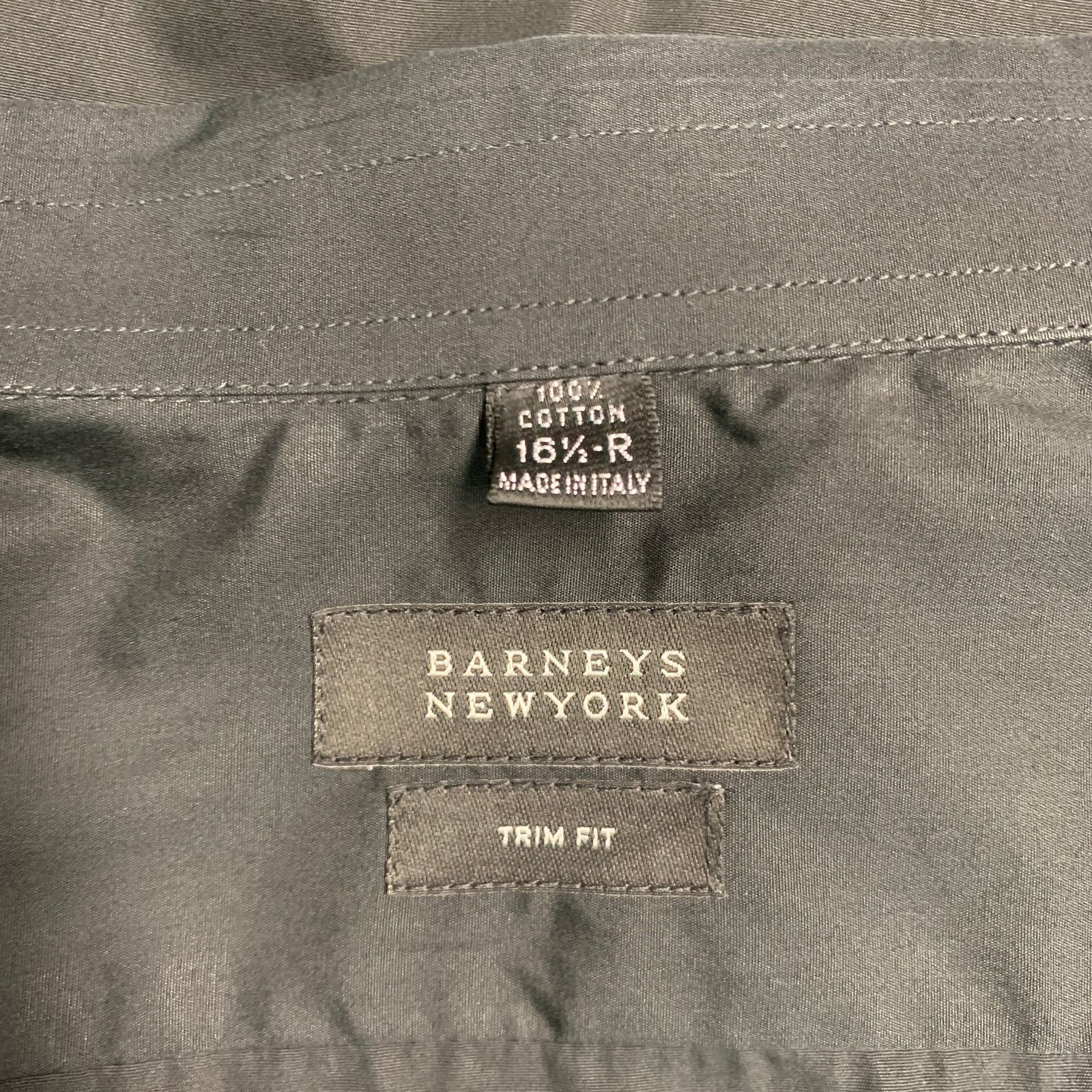 Barneys New York L Trim Fit Black Cotton Button Up Long Sleeve Shirt Size US L / EU 52-54 / 3 - 5 Thumbnail