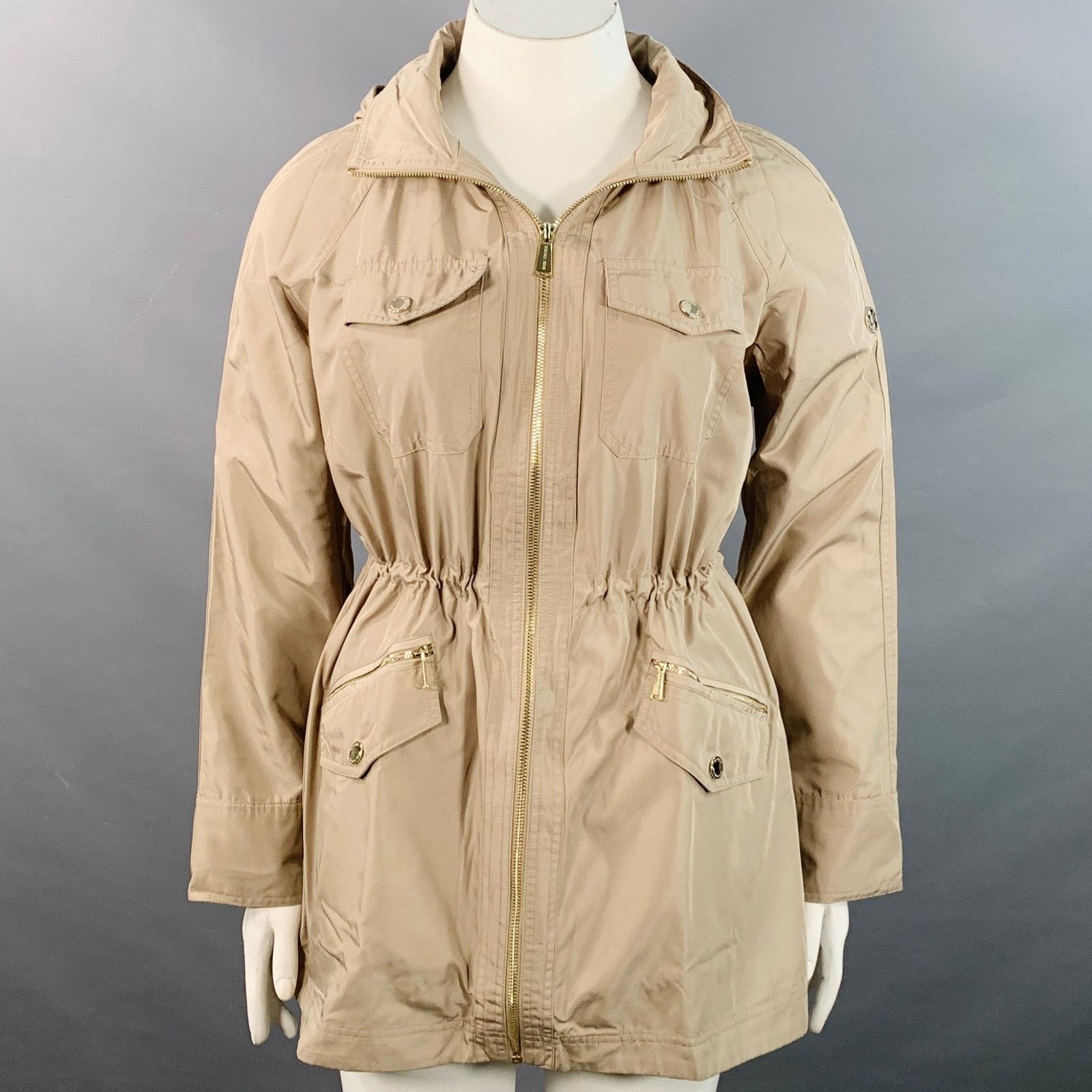 Michael Kors MICHAEL by MICHAEL KORS Size L Beige Polyester Hooded Jacket Size L / US 10 / IT 46 - 1 Thumbnail