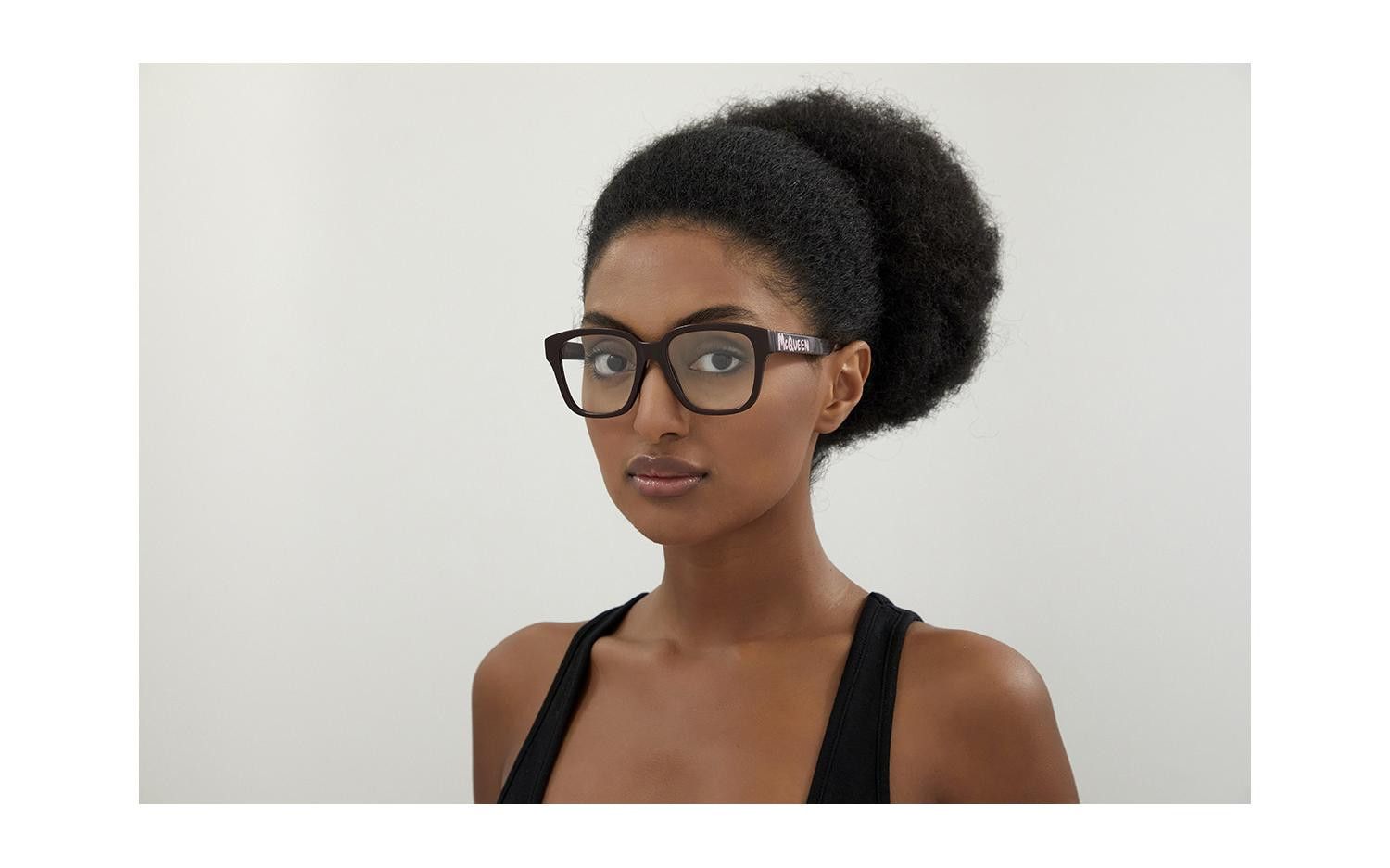 Alexander McQueen Alexander McQueen AM0333O 002 Eyeglasses Black 52mm Square Size ONE SIZE - 4 Thumbnail