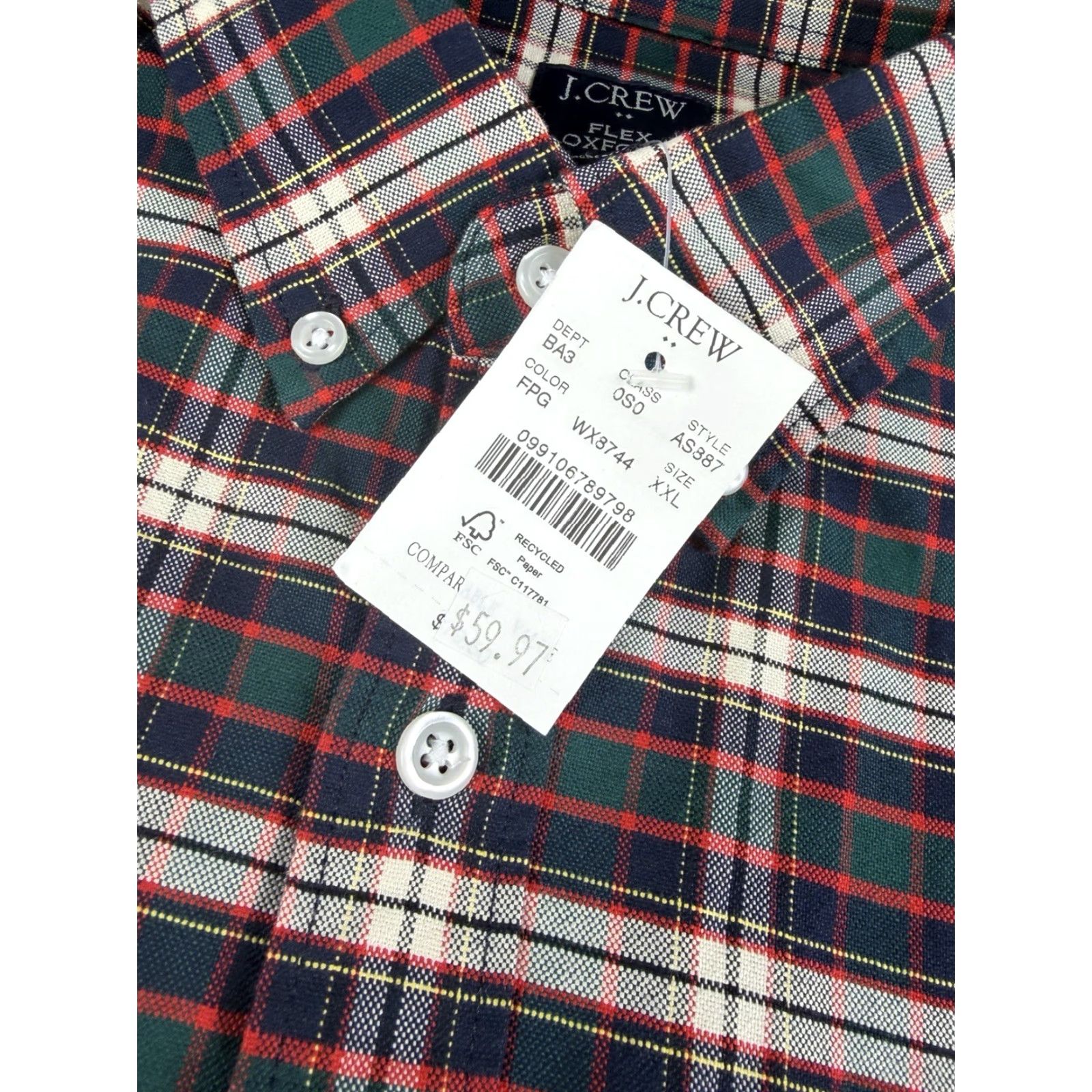 J.Crew J. Crew Shirt Men’s 2XL Plaid Flex Oxford Button-Down Long Sleeve Casual Multicolor Cotton Button-Up Size US XXL / EU 58 / 5 - 3 Thumbnail