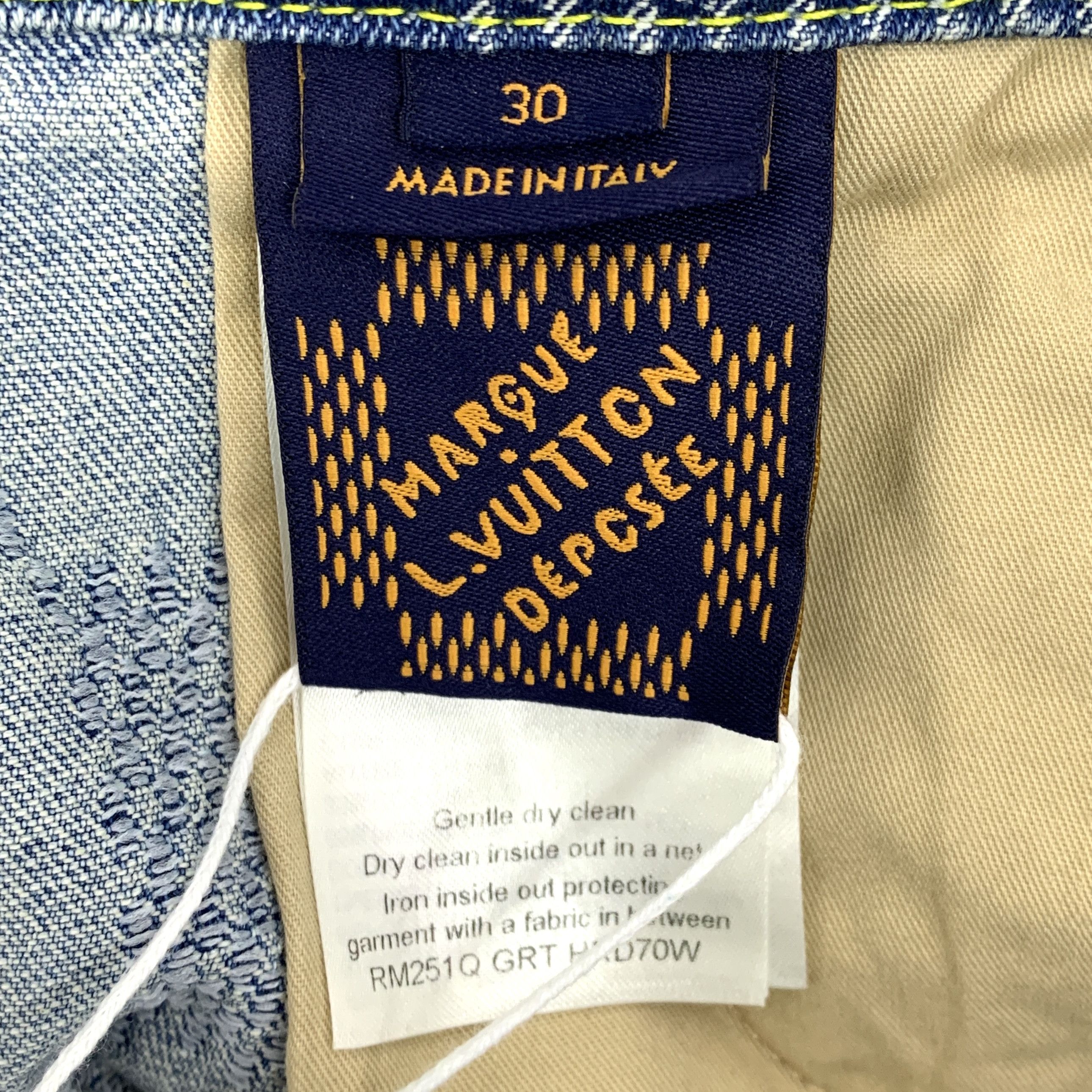 Louis Vuitton Louis Vuitton Washed Damier Denim Jeans Light Blue (30) Size 30" / US 8 / IT 44 - 8 Thumbnail