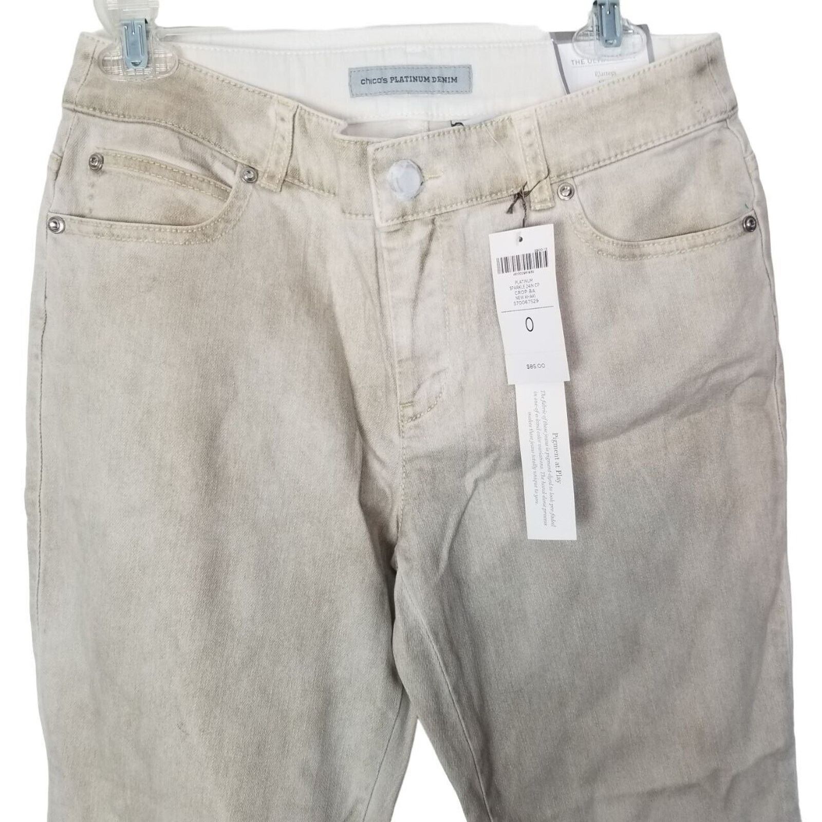 Chicos Chicos Crop Khaki Denim Denim Pants Mid Rise Sparkle Jeans Size 30" / US 8 / IT 44 - 2 Thumbnail