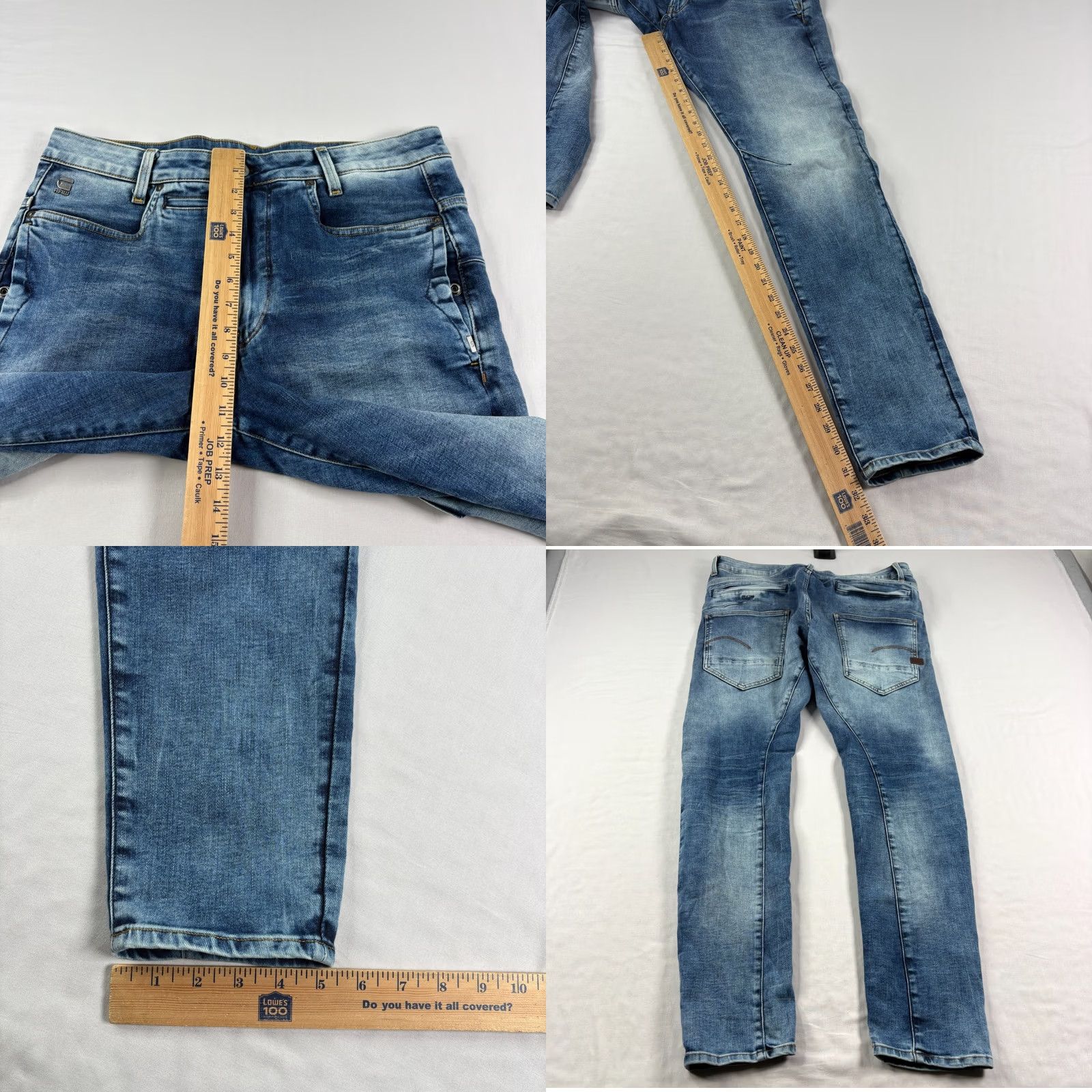 Vintage G Star Raw Jeans Slim Tapered 32x34 Blue D Staq 3D Stretch Mens Regular Denim Cotton Zip Pattern Solid Inseam 32in with Logo Size US 32 / EU 48 - 8 Thumbnail