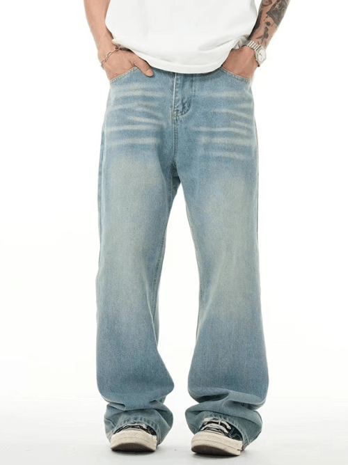 Japanese Brand × Jean Men's loose straight light blue washed distressed jeans Size US 32 / EU 48 - 1 Thumbnail