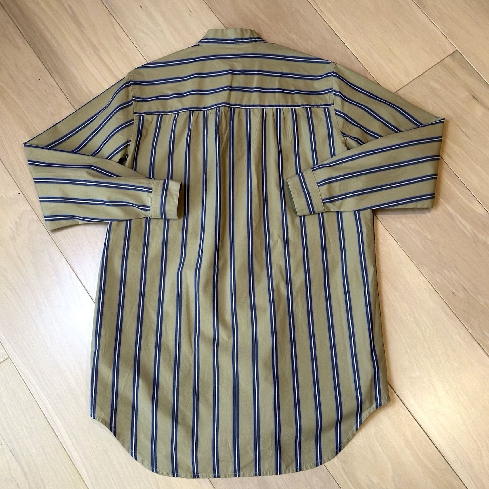 B Sides B Sides Striped Neutrals Tunic Mock Neck Button Up Top XS Women’s Tan Casual Sleeve Striped Pattern 100% Cotton Vintage? No Size XS / US 0-2 / IT 36-38 - 3 Thumbnail