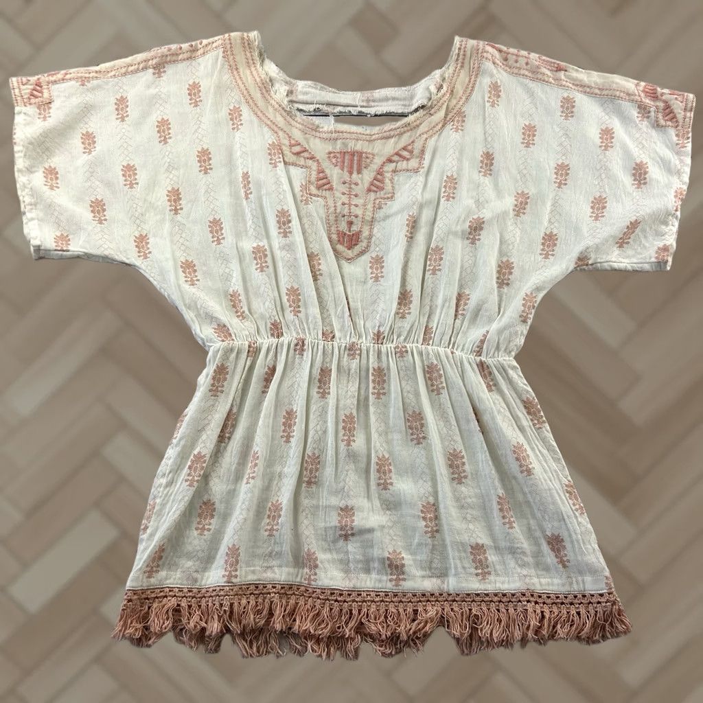 Free People Free People Short Sleeve Open Back Embroidered Shirt Women's S Pink Size S / US 4 / IT 40 - 1 Thumbnail