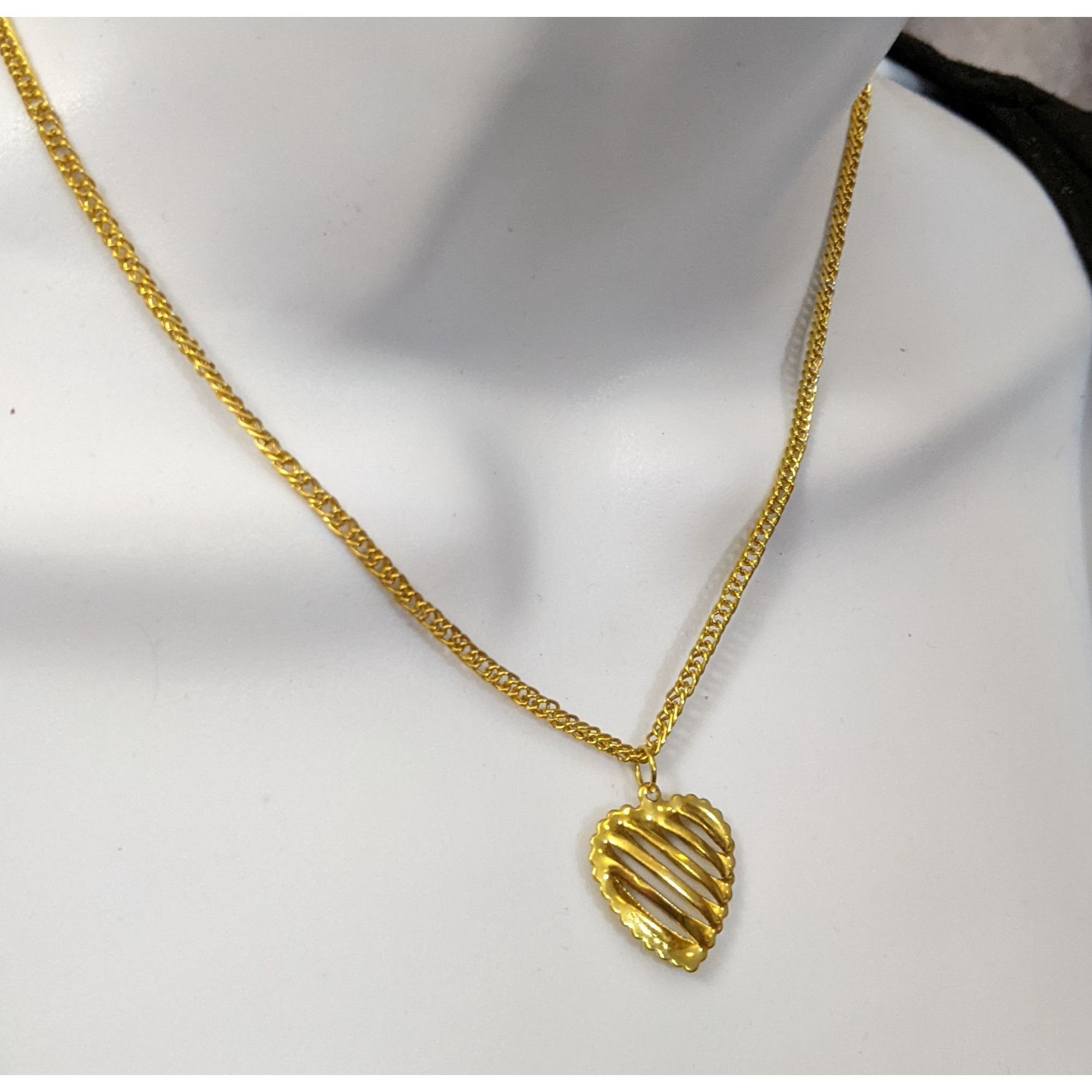 Other Gold Slotted Heart Necklace And Earring Set Size ONE SIZE - 3 Thumbnail