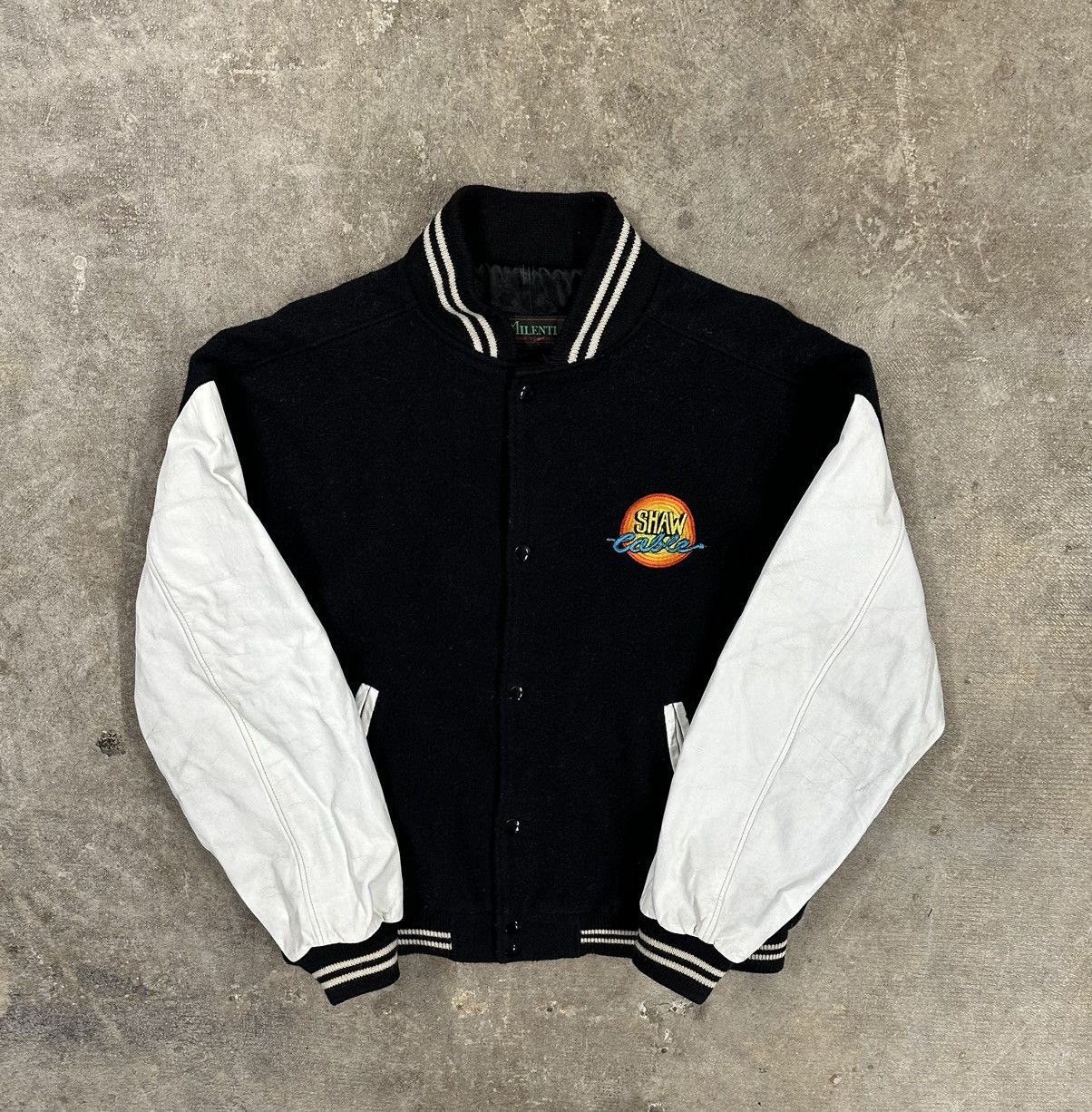 Vintage Vintage 90s Shaw Cable Leather Varsity Promo Jacket Size US M / EU 48-50 / 2 - 2 Thumbnail