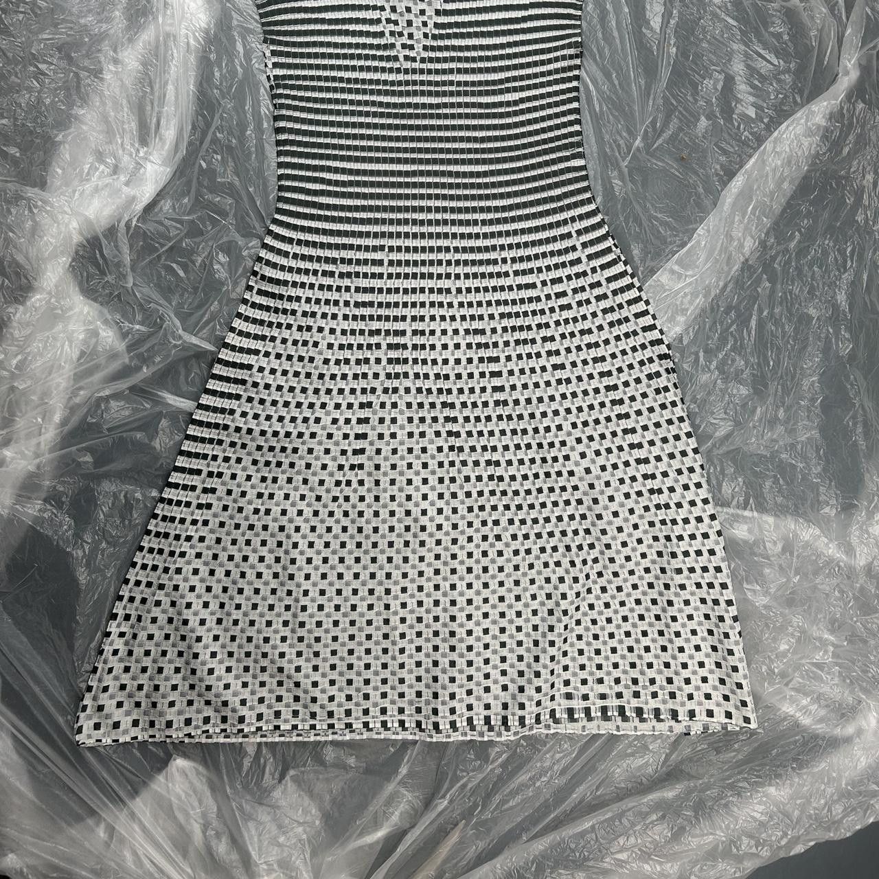 Issey miyake pleated back band white dress