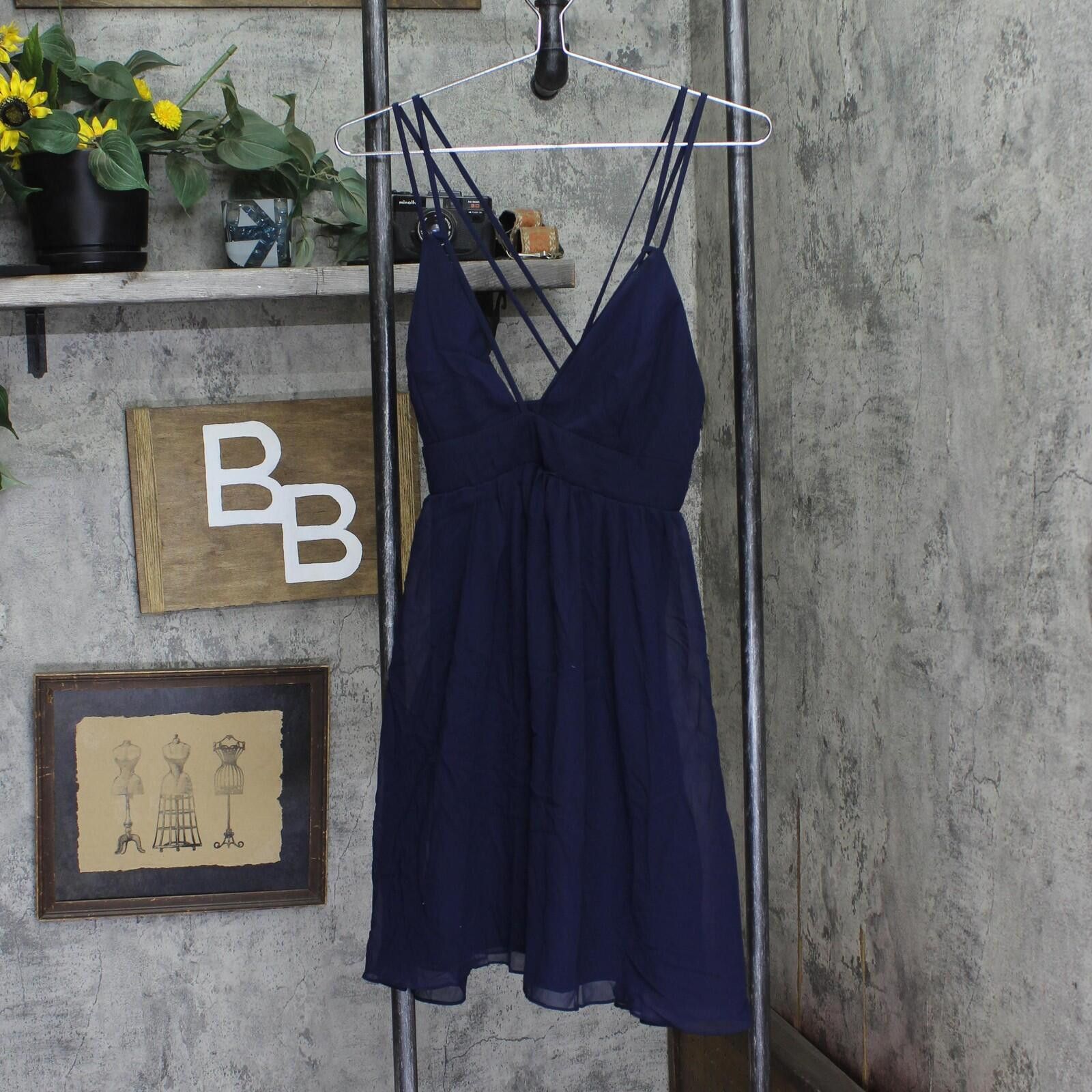 J75 By Jump Jump Shirred Short Dress With Deep V Neck 48452 Navy Blue 9 Size M / US 6-8 / IT 42-44 - 1 Thumbnail