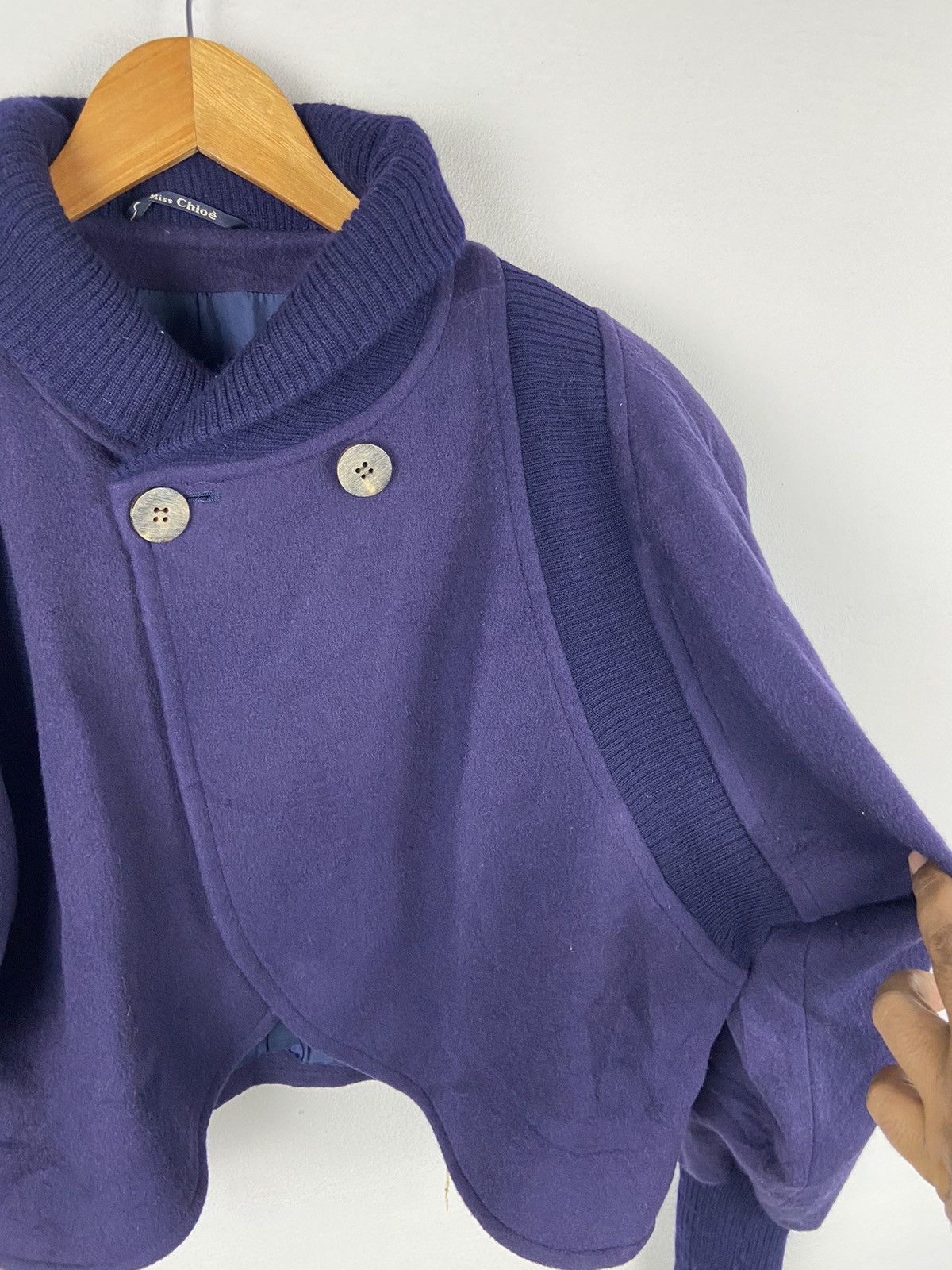 Vintage Miss Chloe Cropped Blue Navy Woolen Jacket