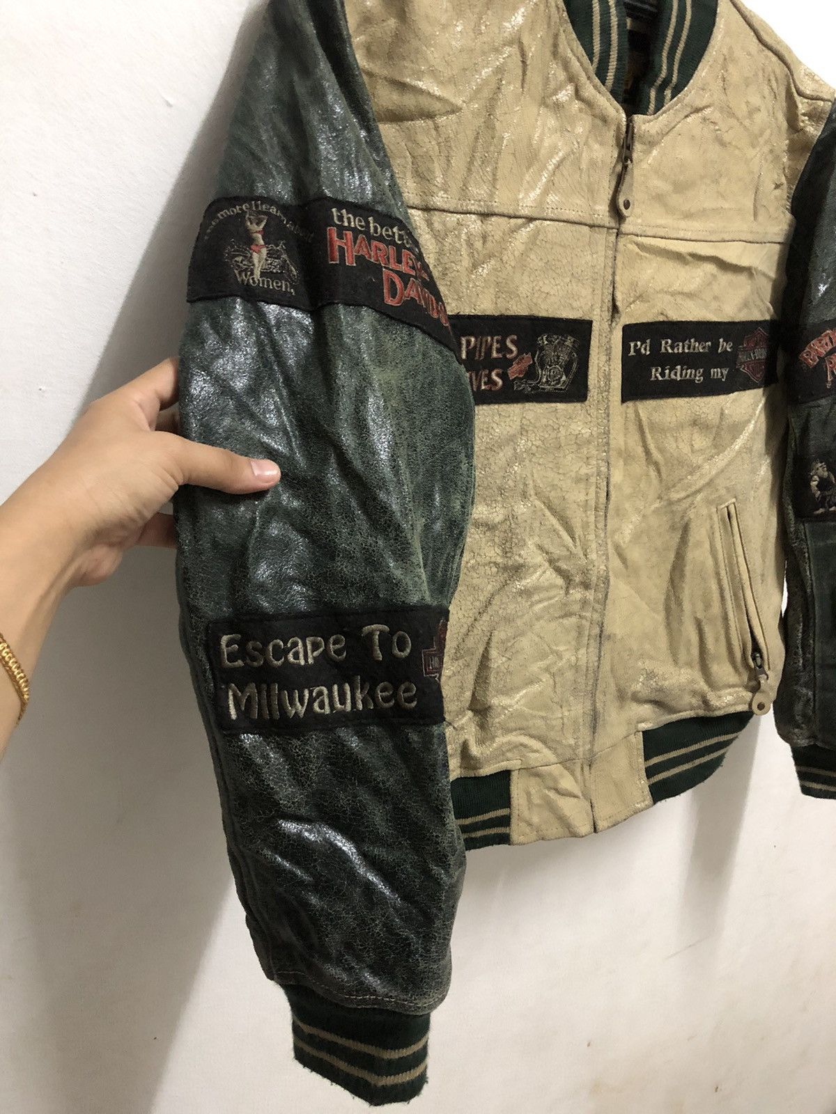 Harley Davidson × Vintage Vtg leather jacket harley davidson Size US L / EU 52-54 / 3 - 7 Thumbnail