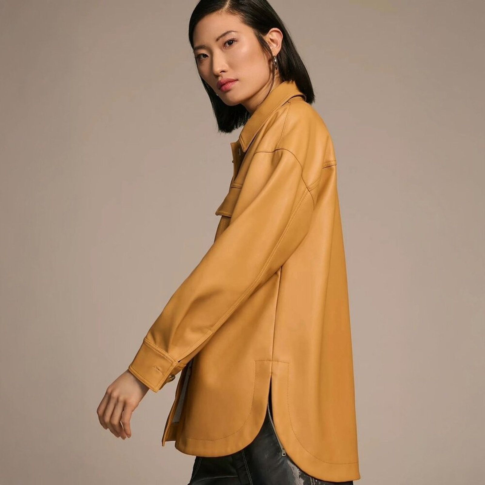 Anthropologie Maeve Oversized Vegan Leather Button Shacket Womens L Size L / US 10 / IT 46 - 16 Thumbnail