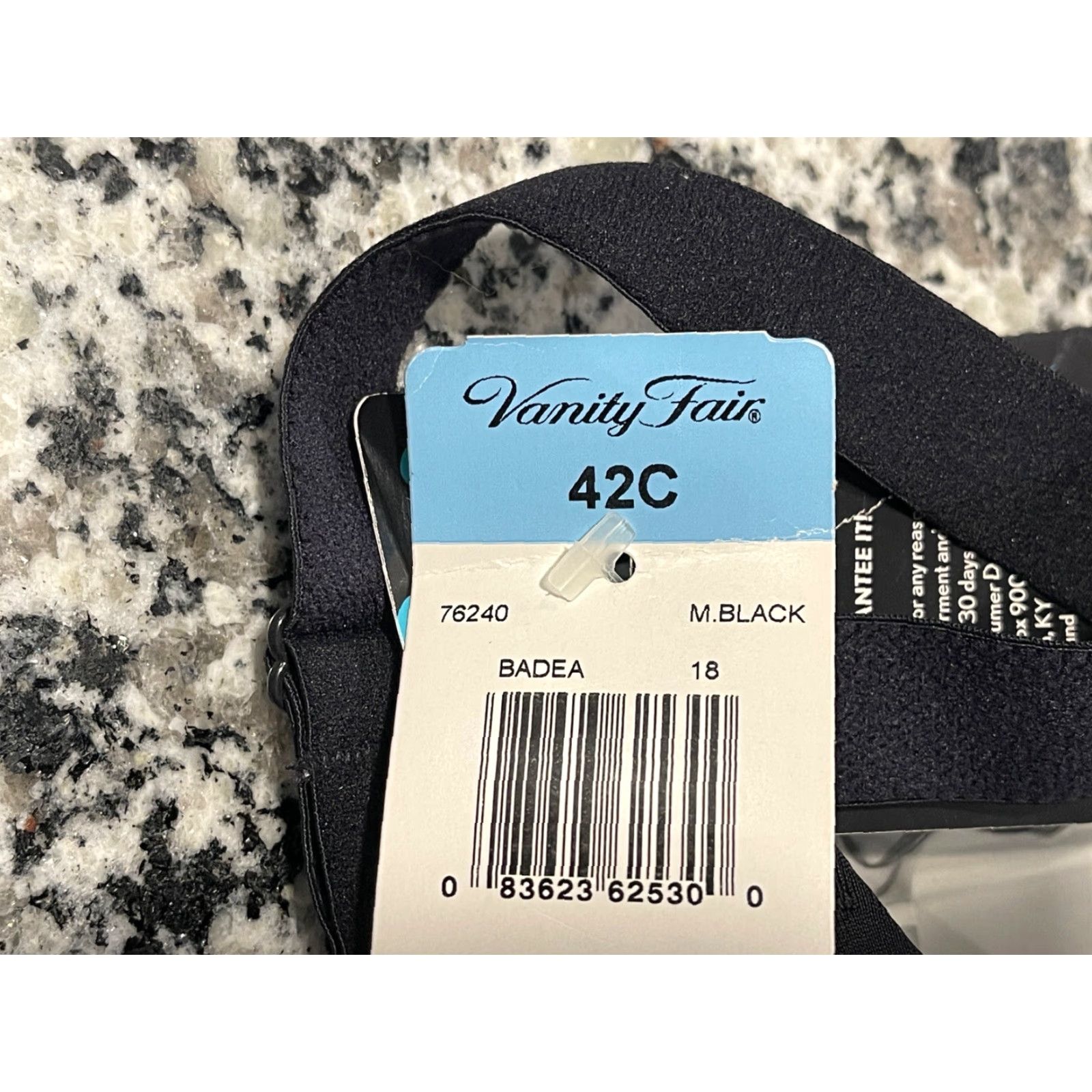 Vintage Vanity Fair Bra 42C Full Figure Age Defying Lift Convertible Black T-Shirt Neck Back Closure Underwired Nylon Spandex Lace Bow Size ONE SIZE - 2 Thumbnail