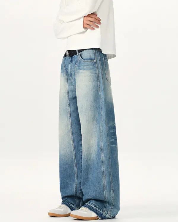 Japanese Brand Light blue washed distressed baggy jeans Size US 32 / EU 48 - 3 Thumbnail