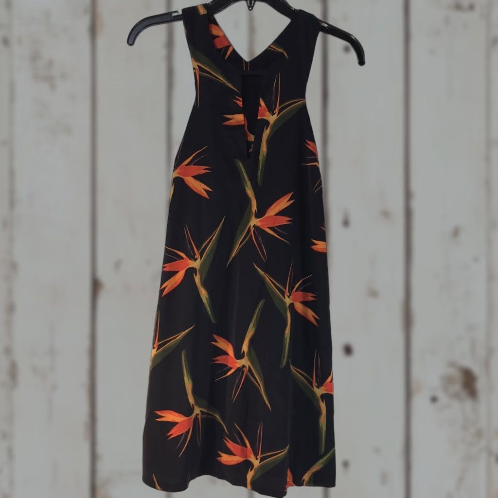 Vintage J By J.O.A. Tropical Floral Midi Dress Womens Size M Black Sleeveless Halter Sundress Size M / US 6-8 / IT 42-44 - 1 Thumbnail