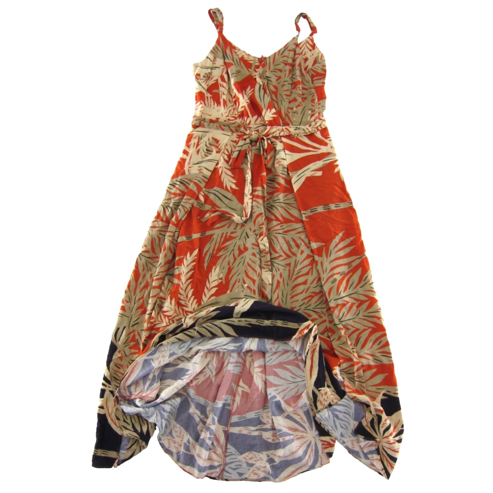 Vintage Halogen Maxi Tank Dress M Orange Floral Tropical 100% Rayon Sleeveless V-Neck Zipper Women’s Medium Tropical Floral Long Dress Size M / US 6-8 / IT 42-44 - 5 Thumbnail