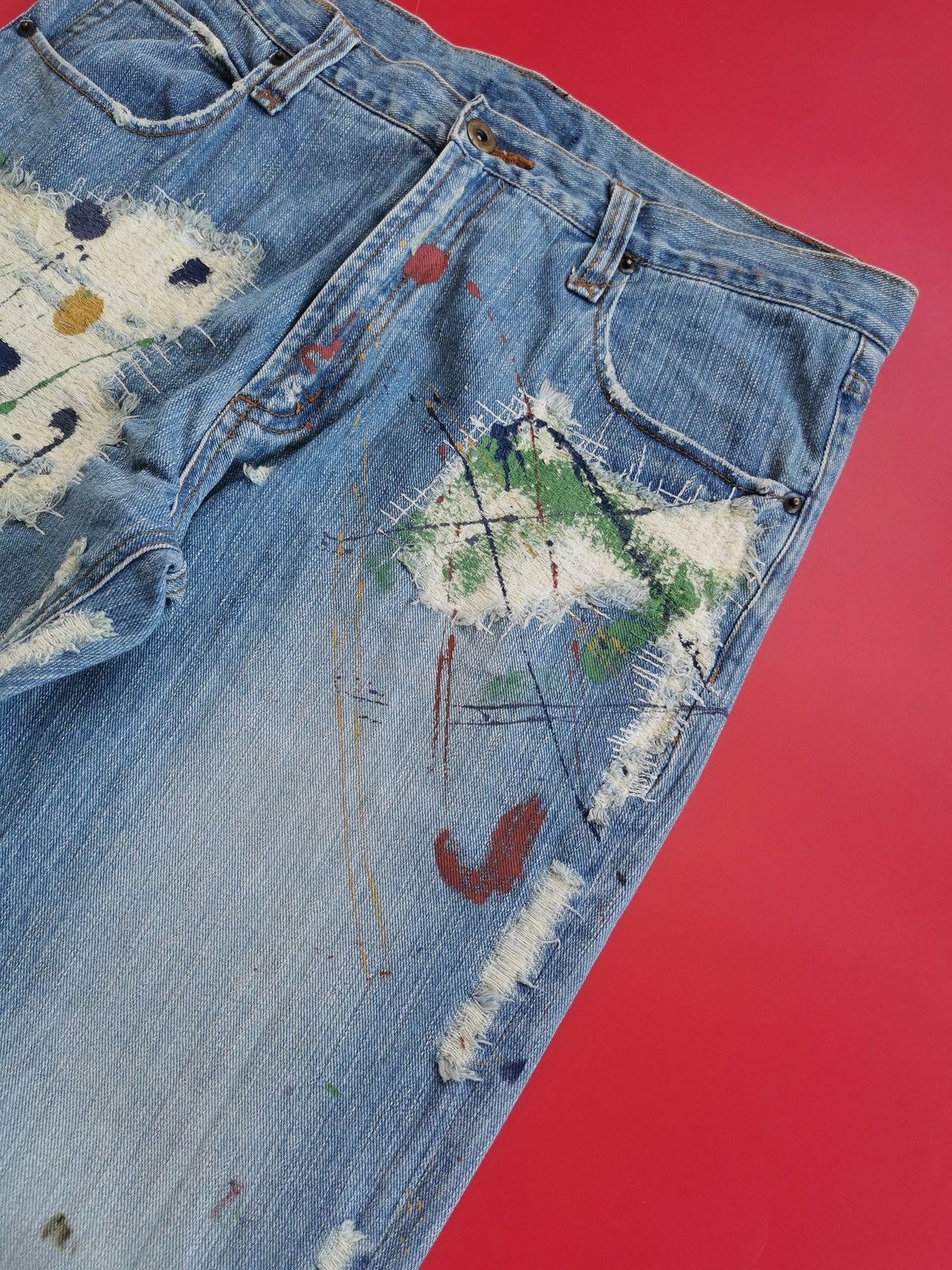 Arts & Science Boro Paint Splatter Dots G-Land Edge Denim Jeans Size US 32 / EU 48 - 4 Thumbnail