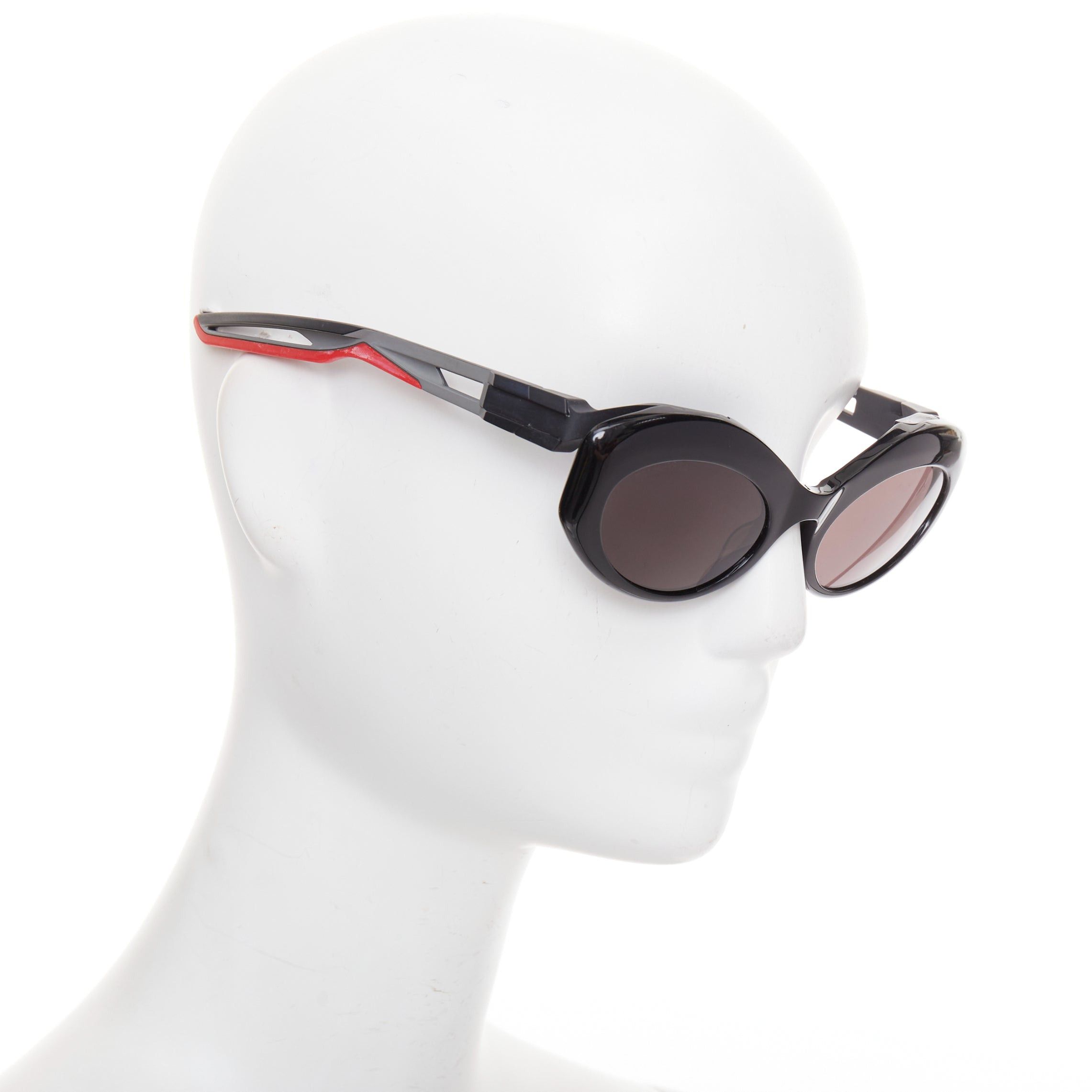Balenciaga BALENCIAGA BB0053S Hybrid Oval black grey sporty rubber temple sunglasses Size ONE SIZE - 1 Thumbnail